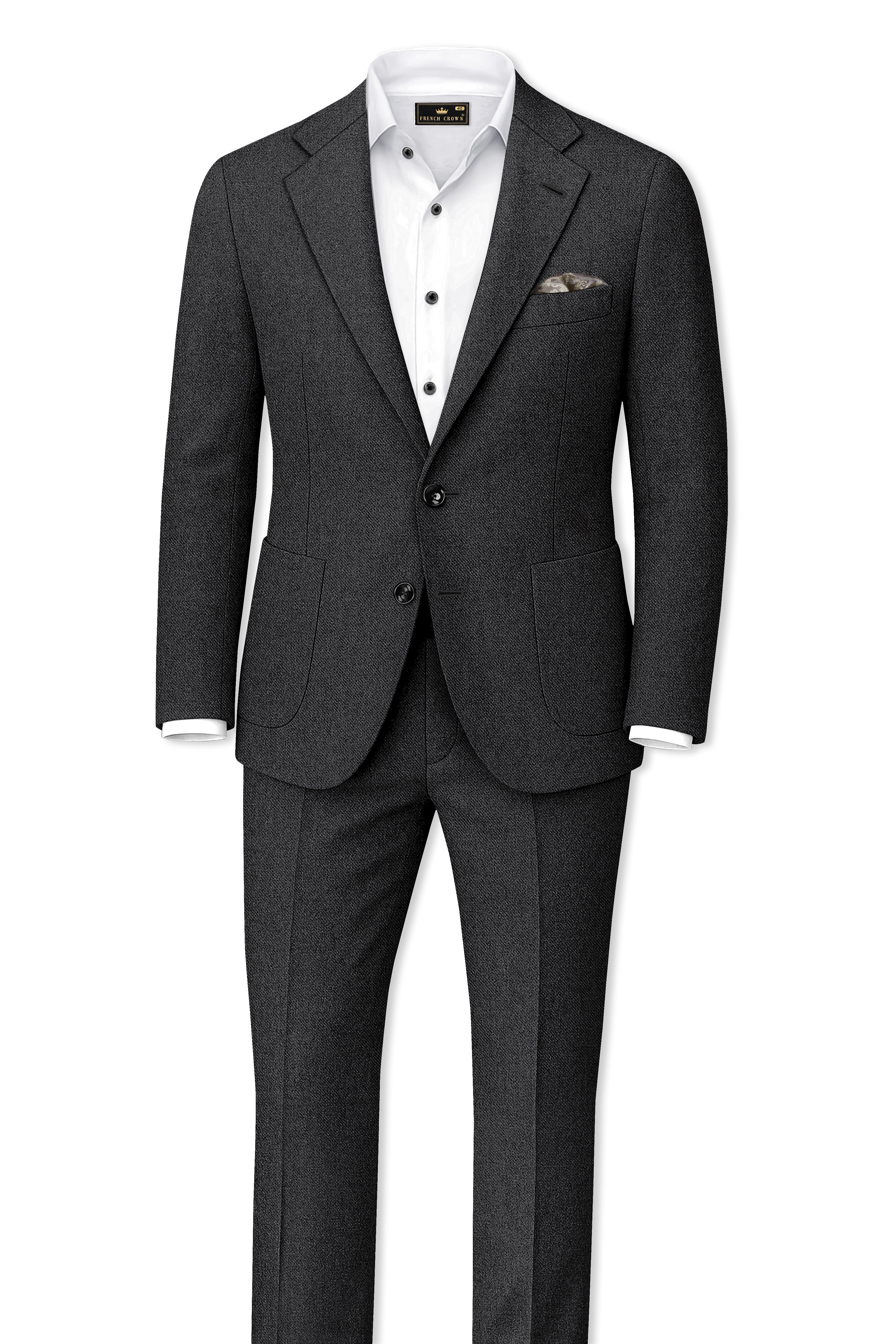 Cinerro-Mine Shaft Gray Textured Tweed Single Breasted Sports Suit