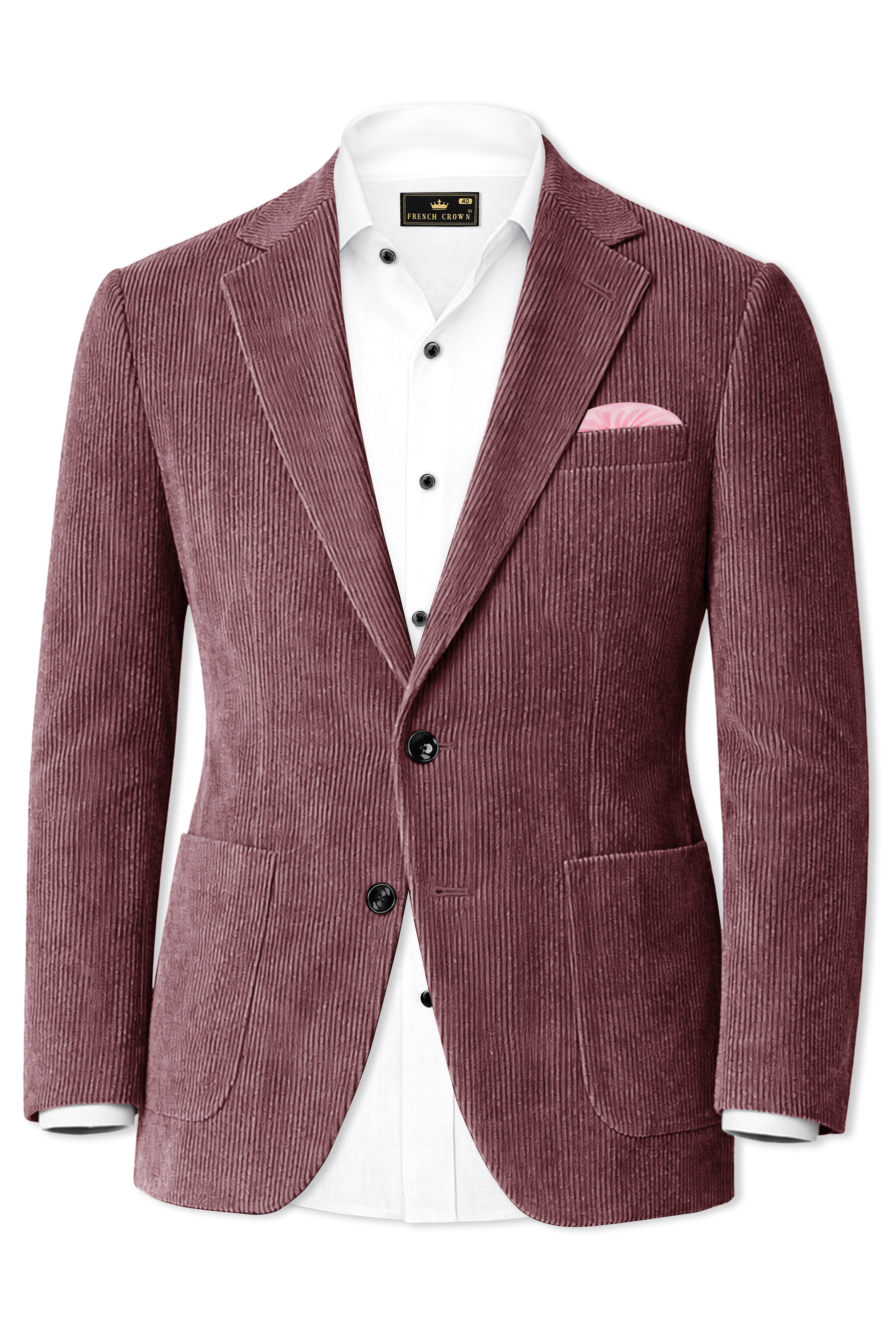 Tauzen-Rose Taupe Pink Corduroy Premium Single Breasted Sports Suit
