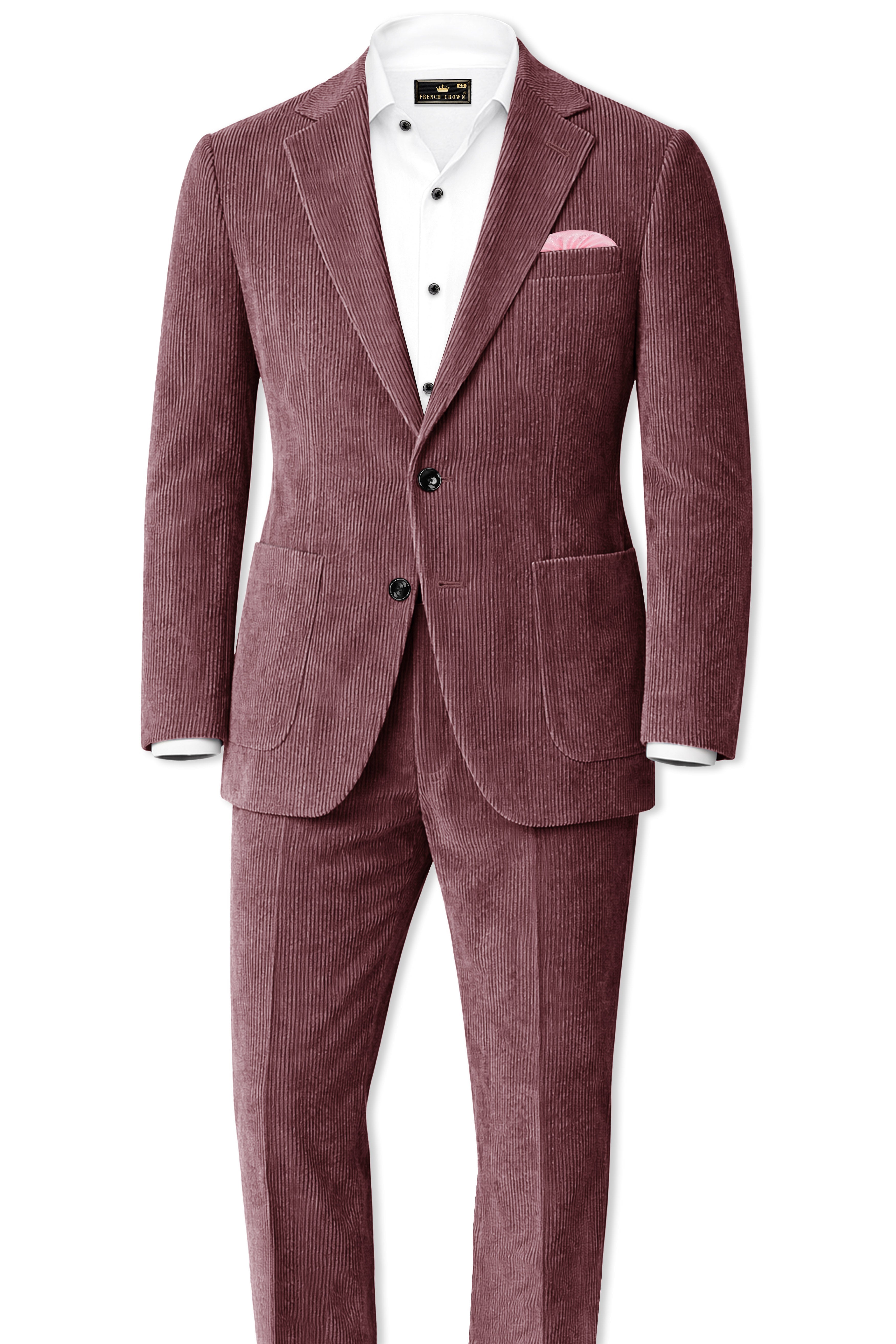 Tauzen-Rose Taupe Pink Corduroy Premium Single Breasted Sports Suit