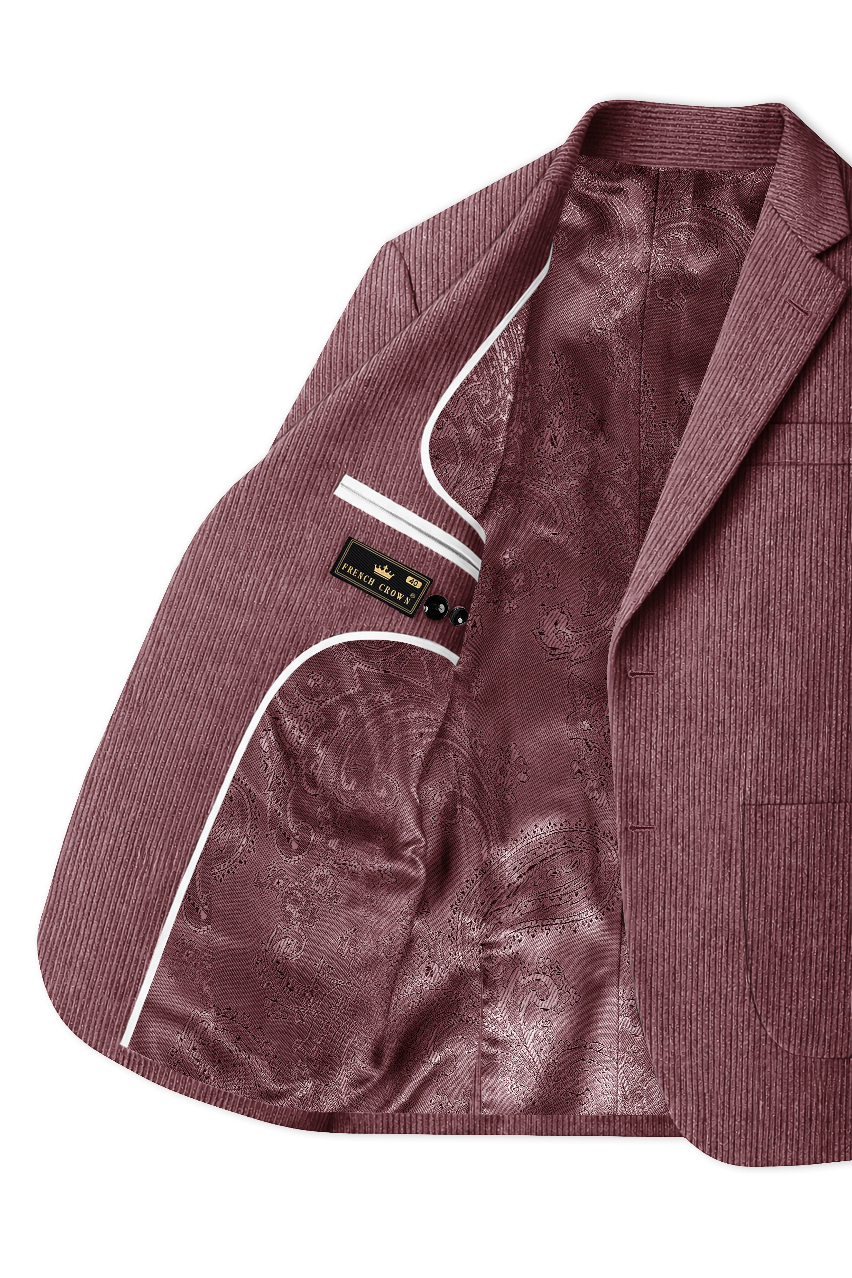 Tauzen-Rose Taupe Pink Corduroy Premium Single Breasted Sports Suit
