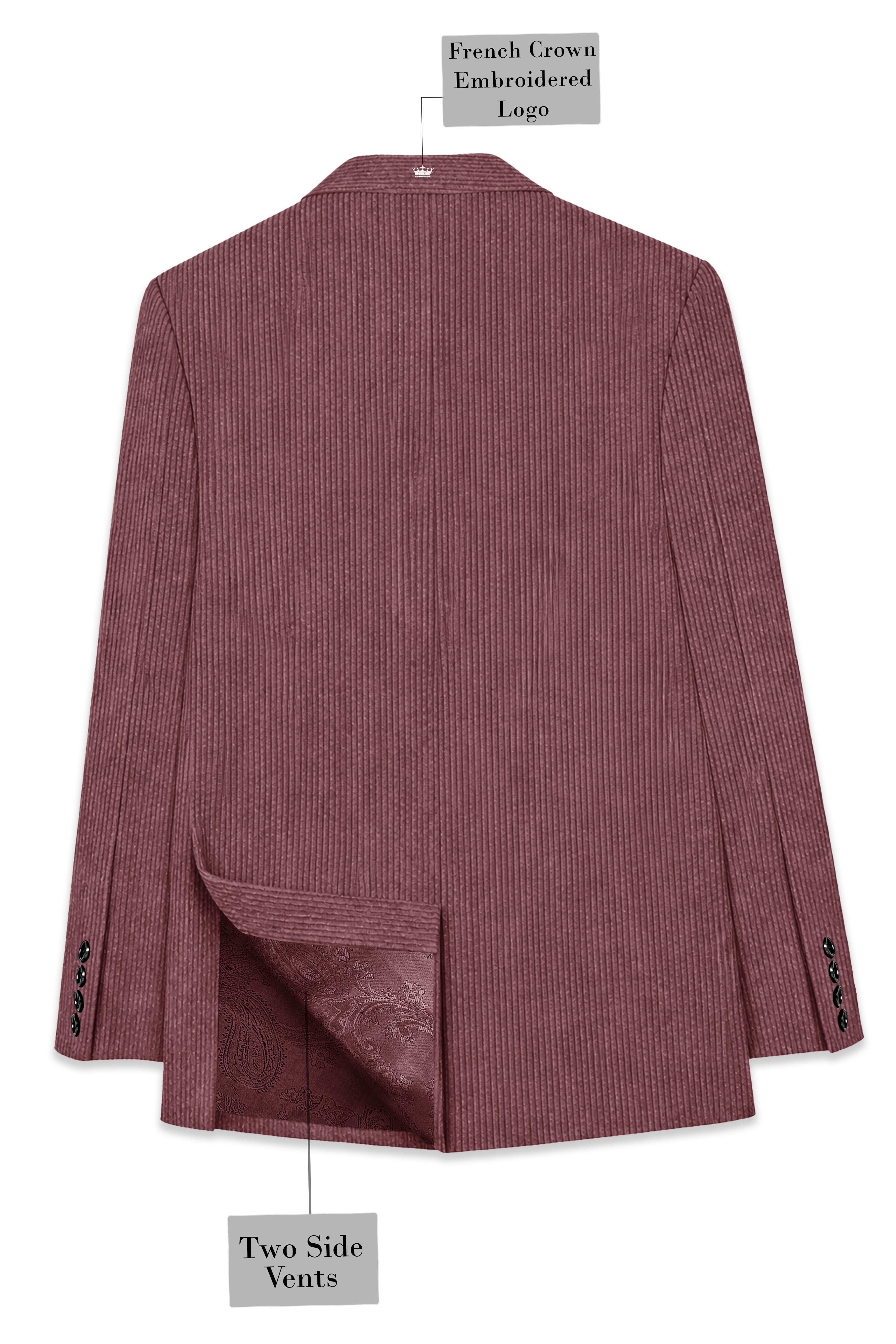 Tauzen-Rose Taupe Pink Corduroy Premium Single Breasted Sports Suit