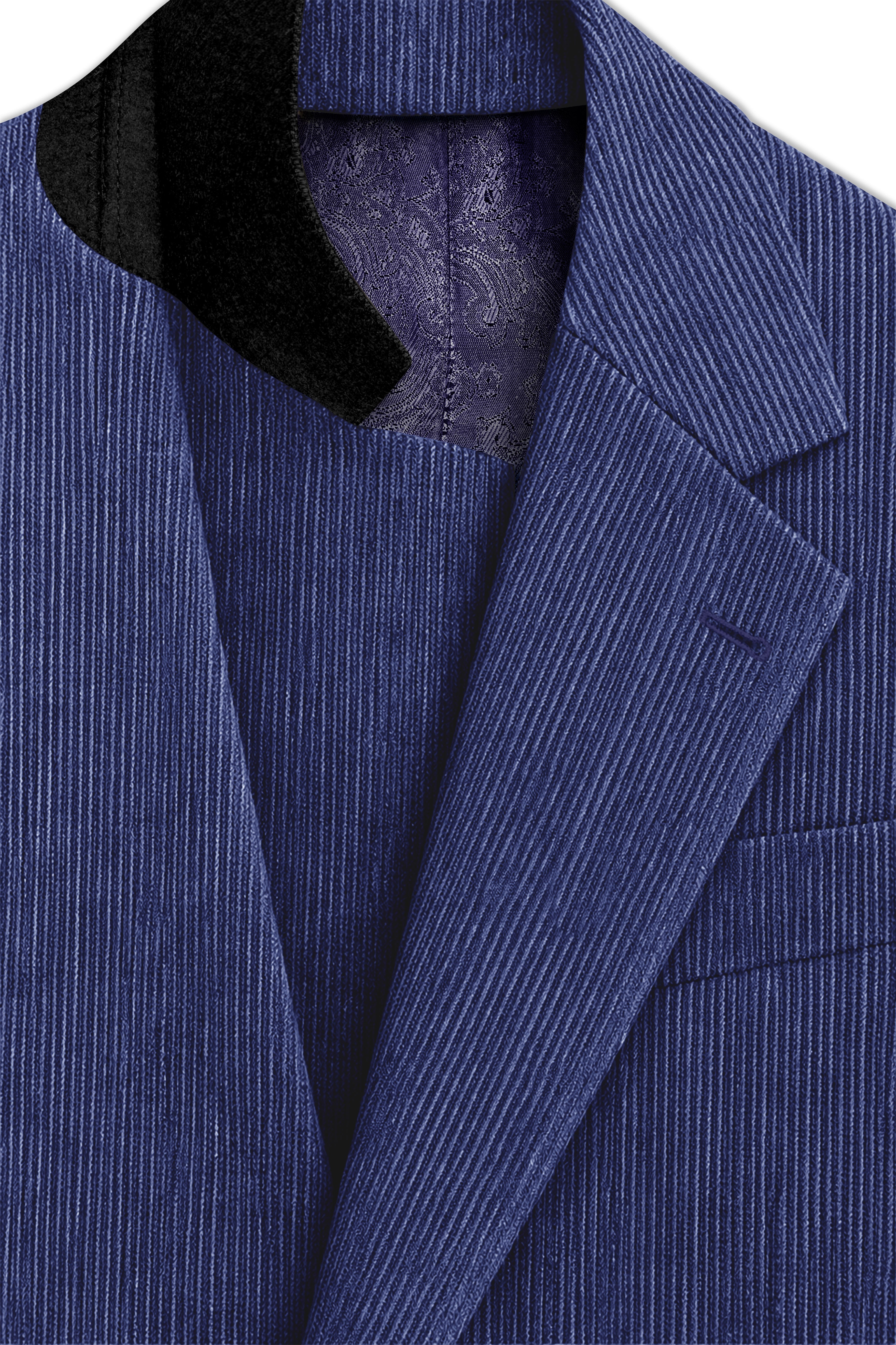 Slatzen-Slate Blue Corduroy Premium Single Breasted Sports Suit