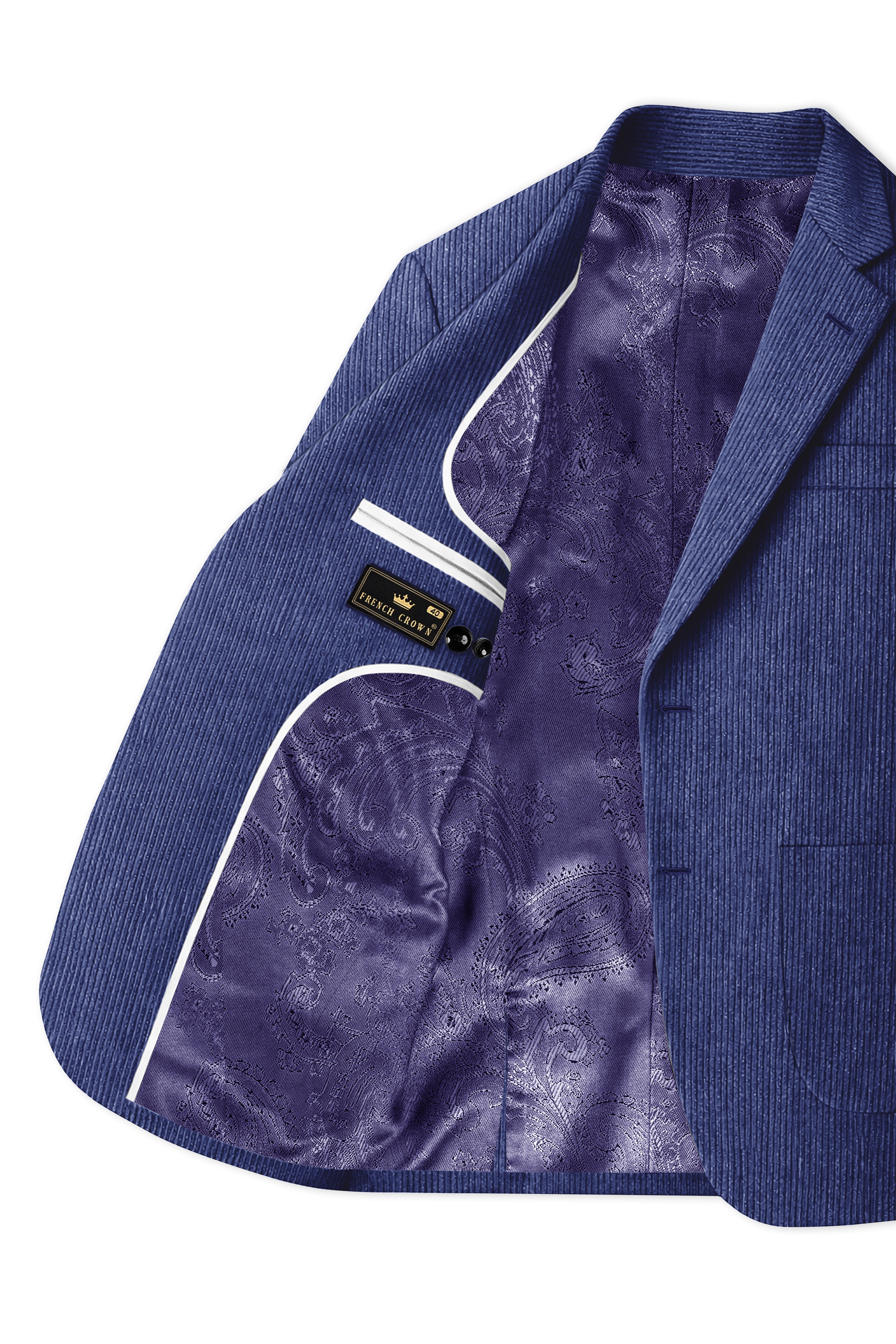 Slatzen-Slate Blue Corduroy Premium Single Breasted Sports Suit