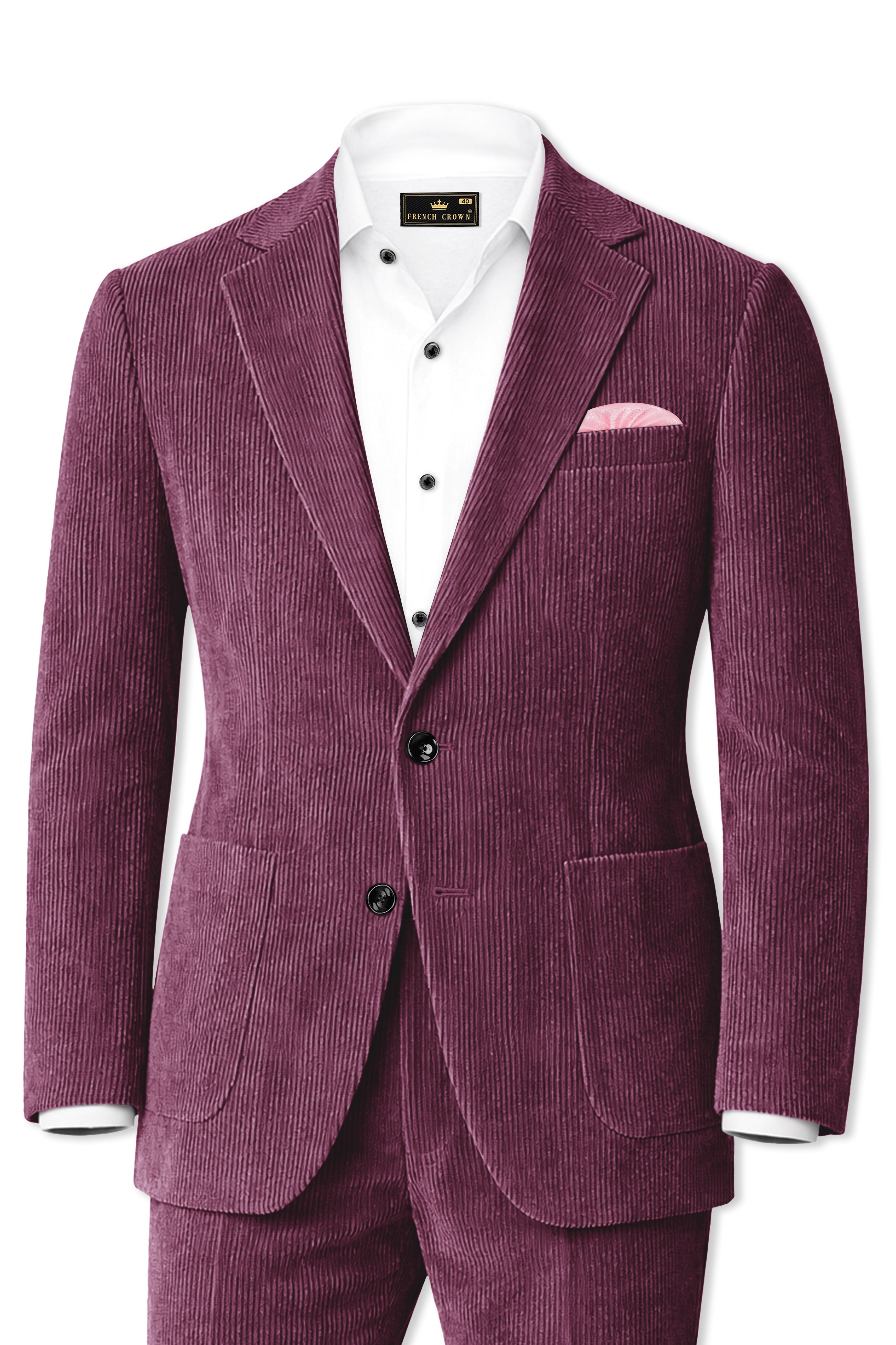 Roselux-Cosmic Pink Corduroy Premium Single Breasted Sports Suit