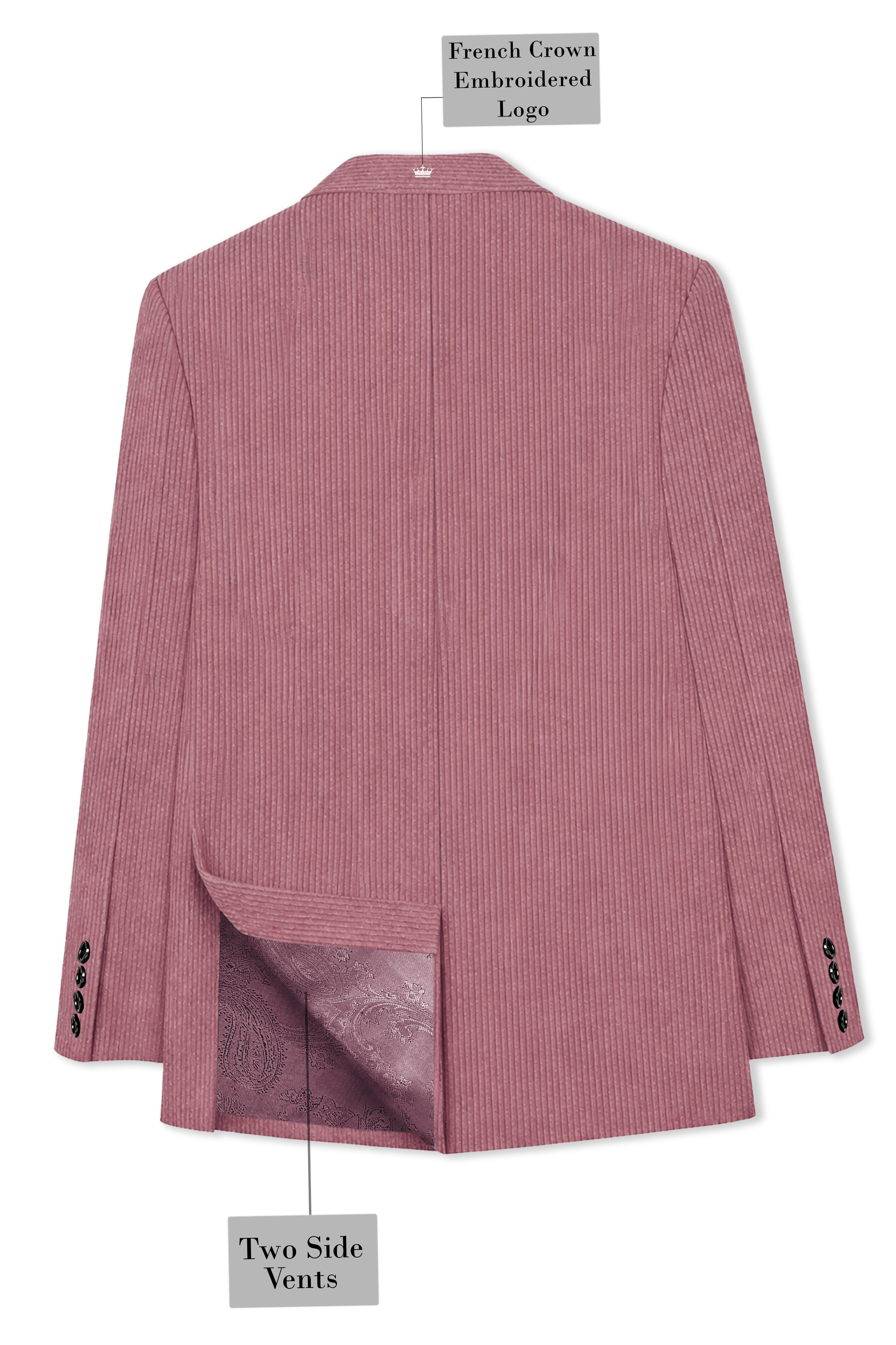 Petalux-Oriental Pink Corduroy Premium Single Breasted Sports Suit