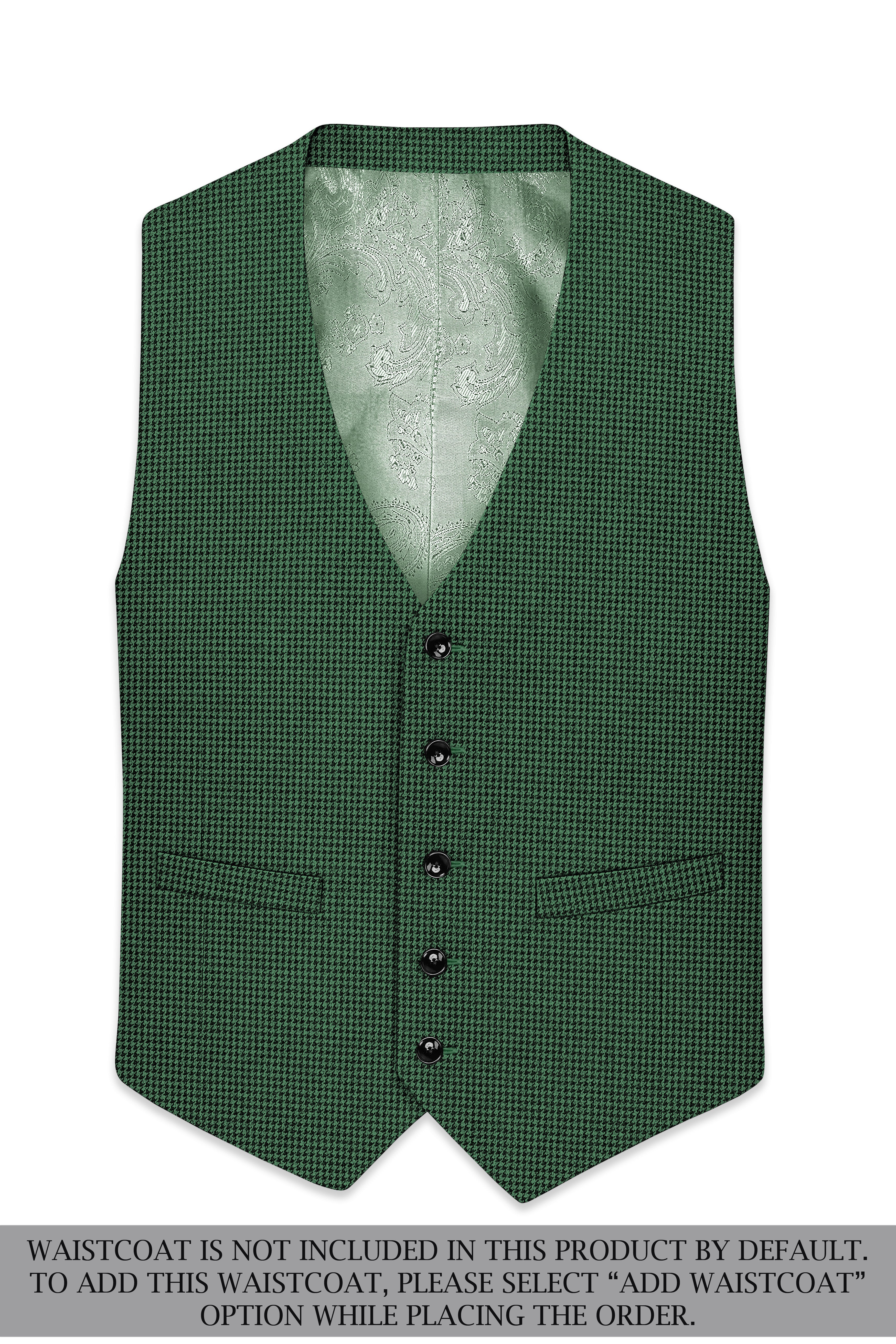 Regent-Plantation Green Classic Houndstooth Textured Tweed Double Breasted Suit