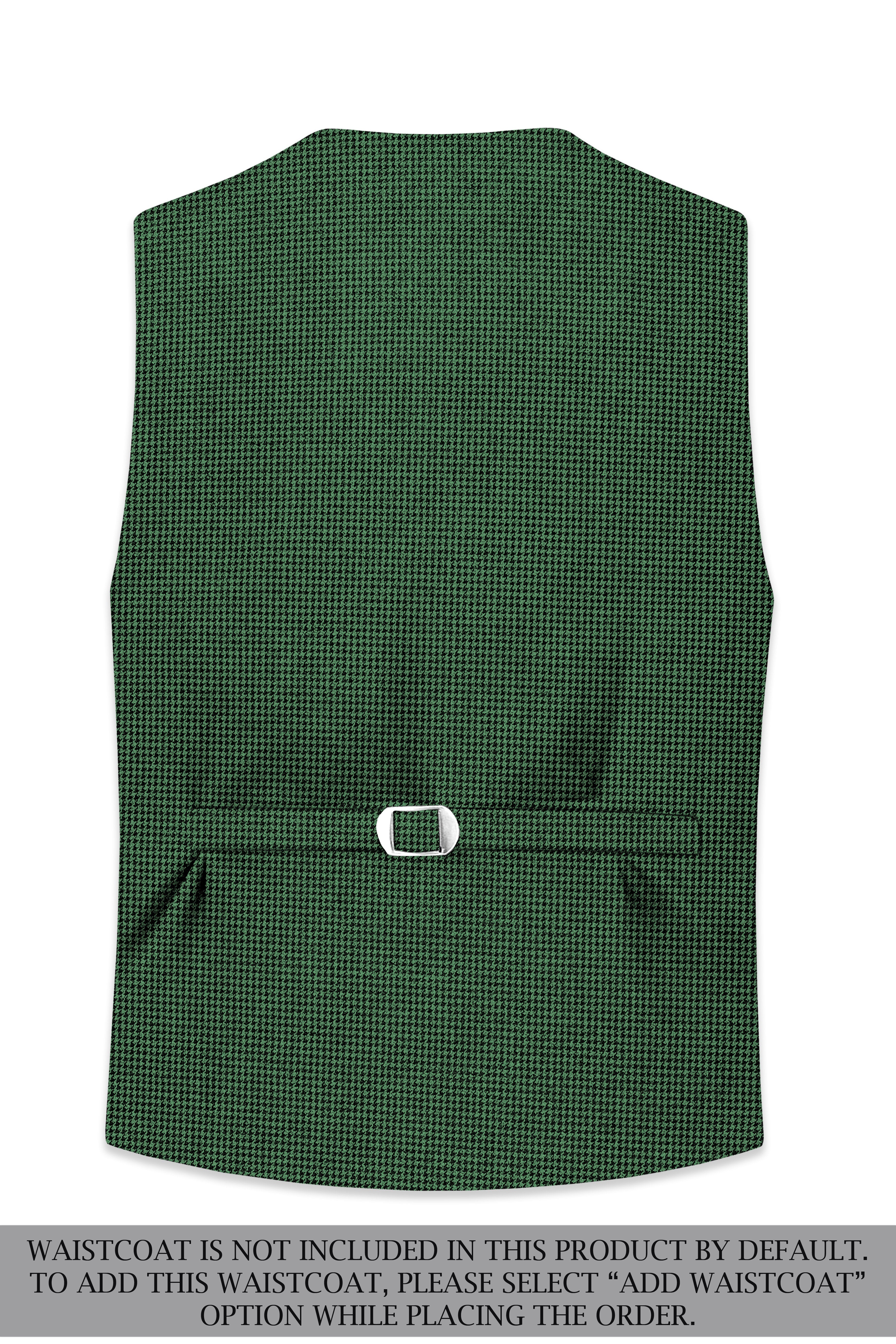 Regent-Plantation Green Classic Houndstooth Textured Tweed Double Breasted Suit