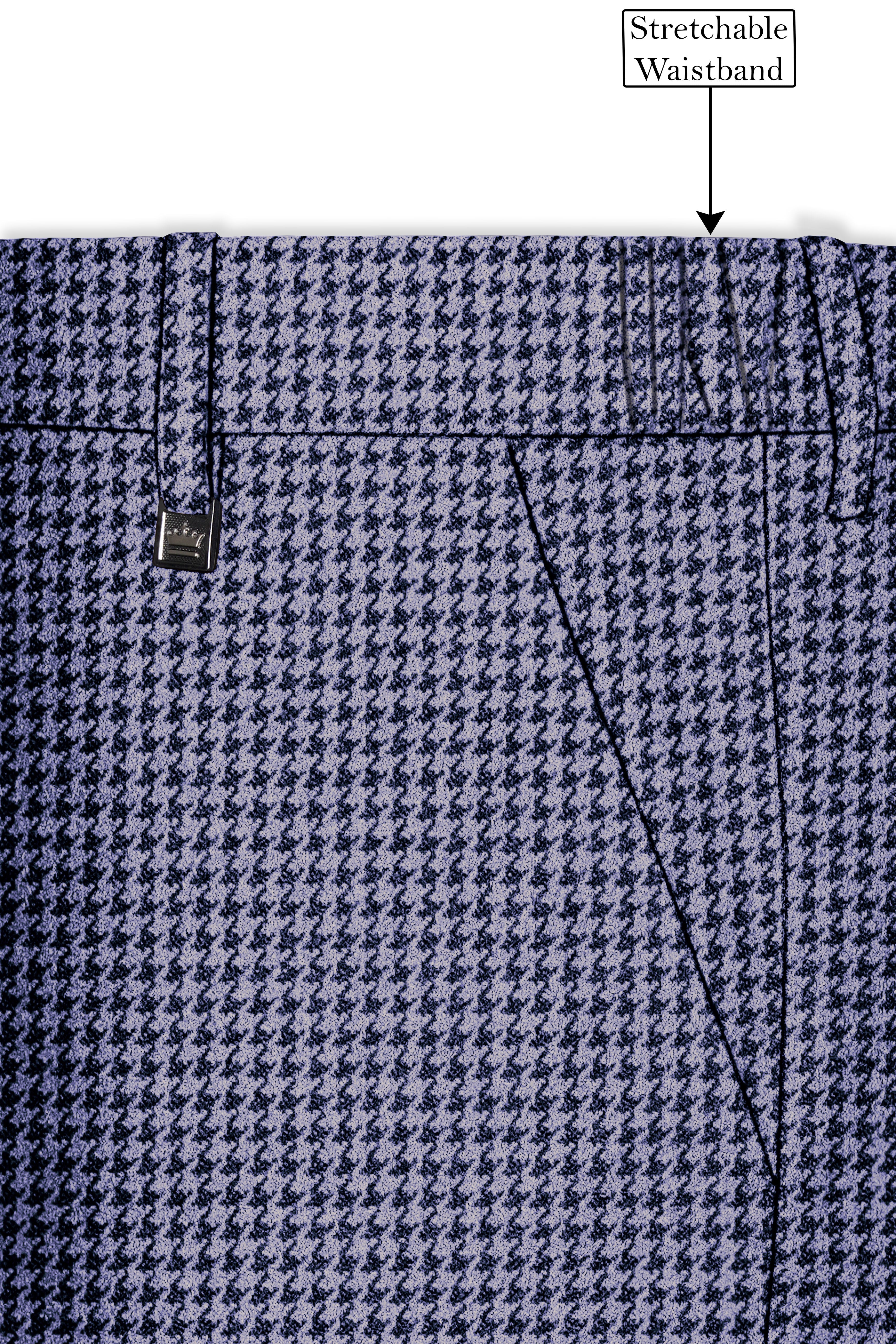 Dusk-Mulled Blue Classic Houndstooth Textured Tweed Single Breasted Sports Suit