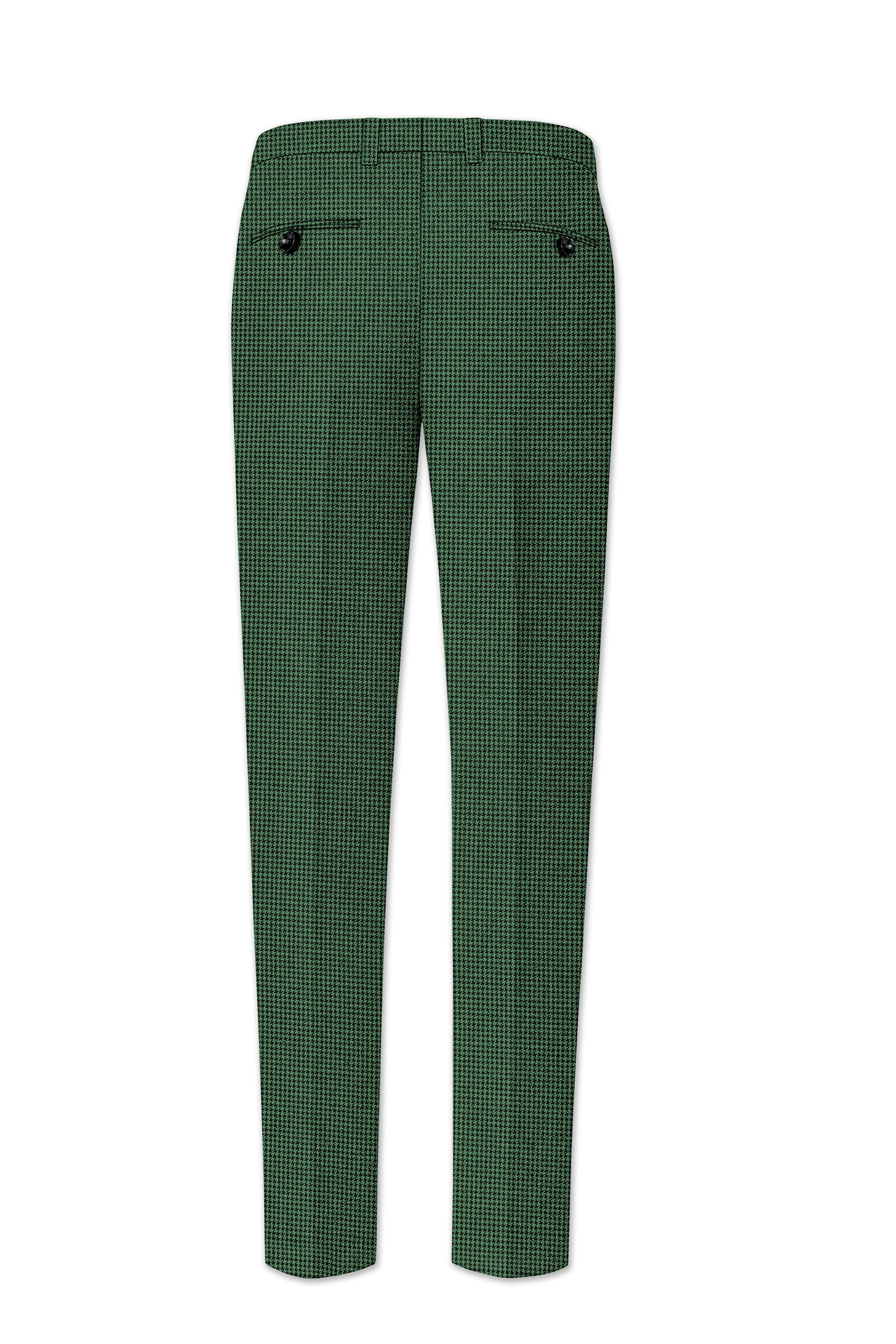 Regent-Plantation Green Classic Houndstooth Textured Tweed Single Breasted Sports Suit