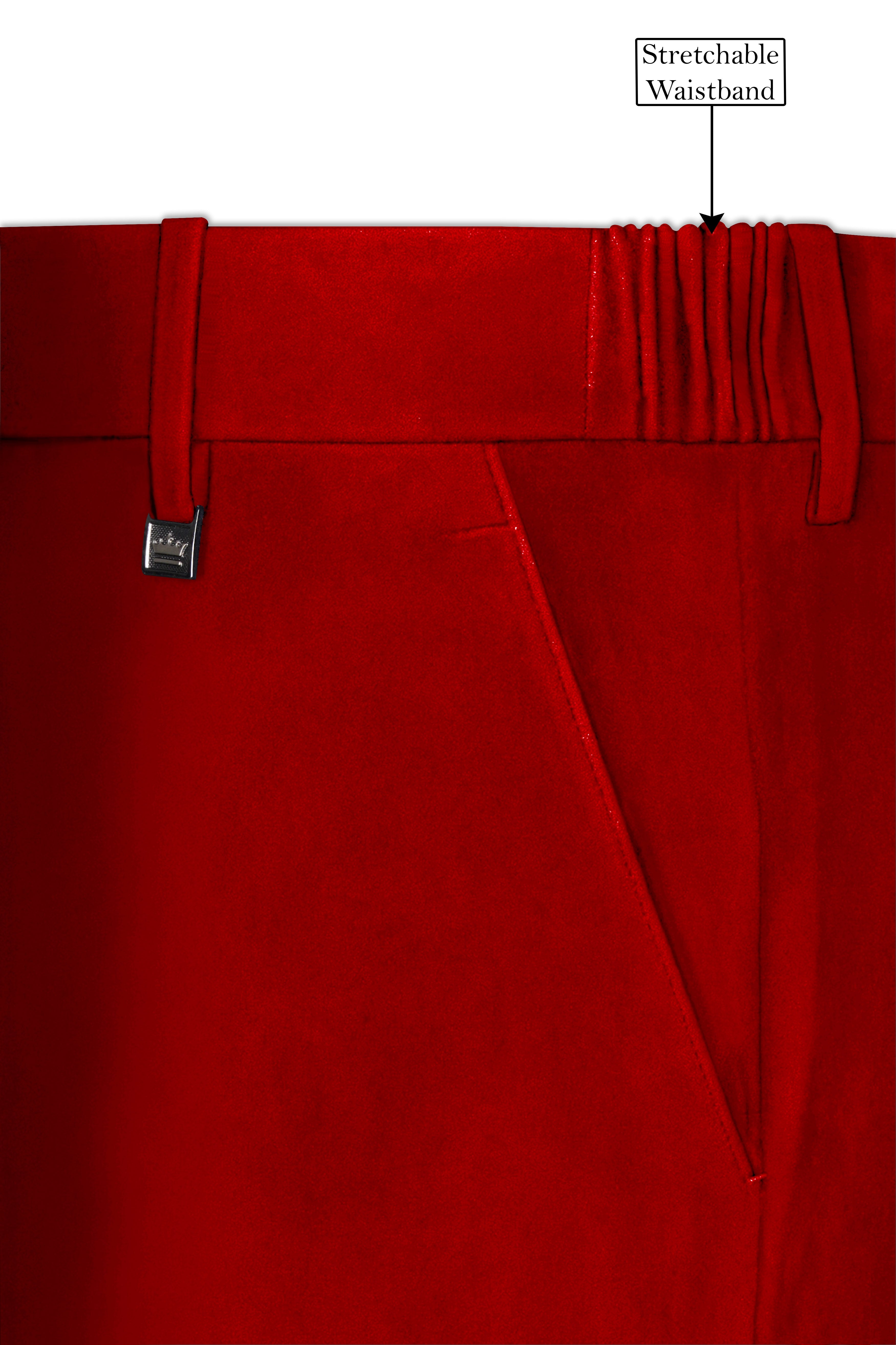 Imperio-Crimson Red Velvet Peak Lapel Tuxedo Suit