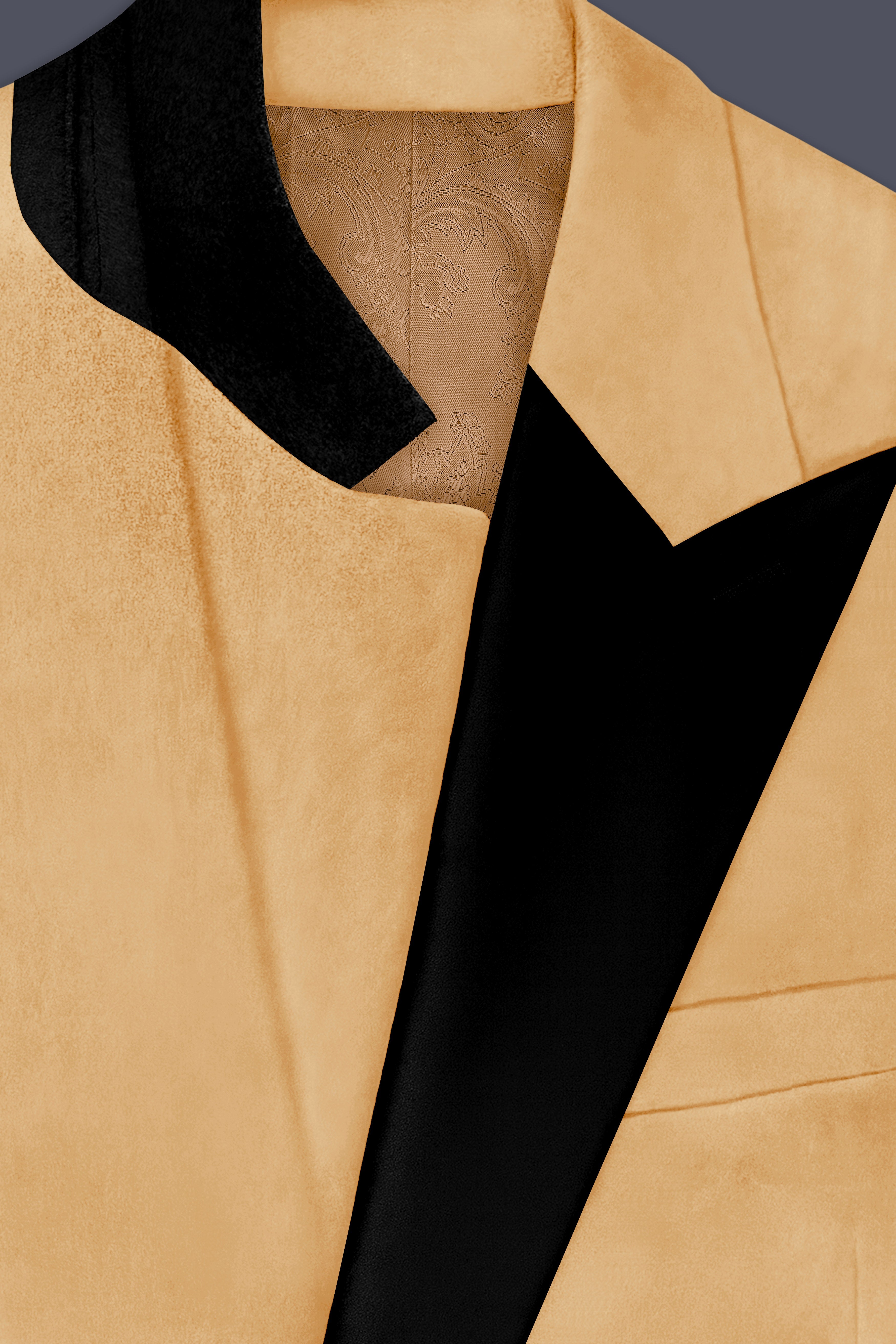 Crema-Tumbleweed Cream Velvet Peak Lapel Tuxedo Suit