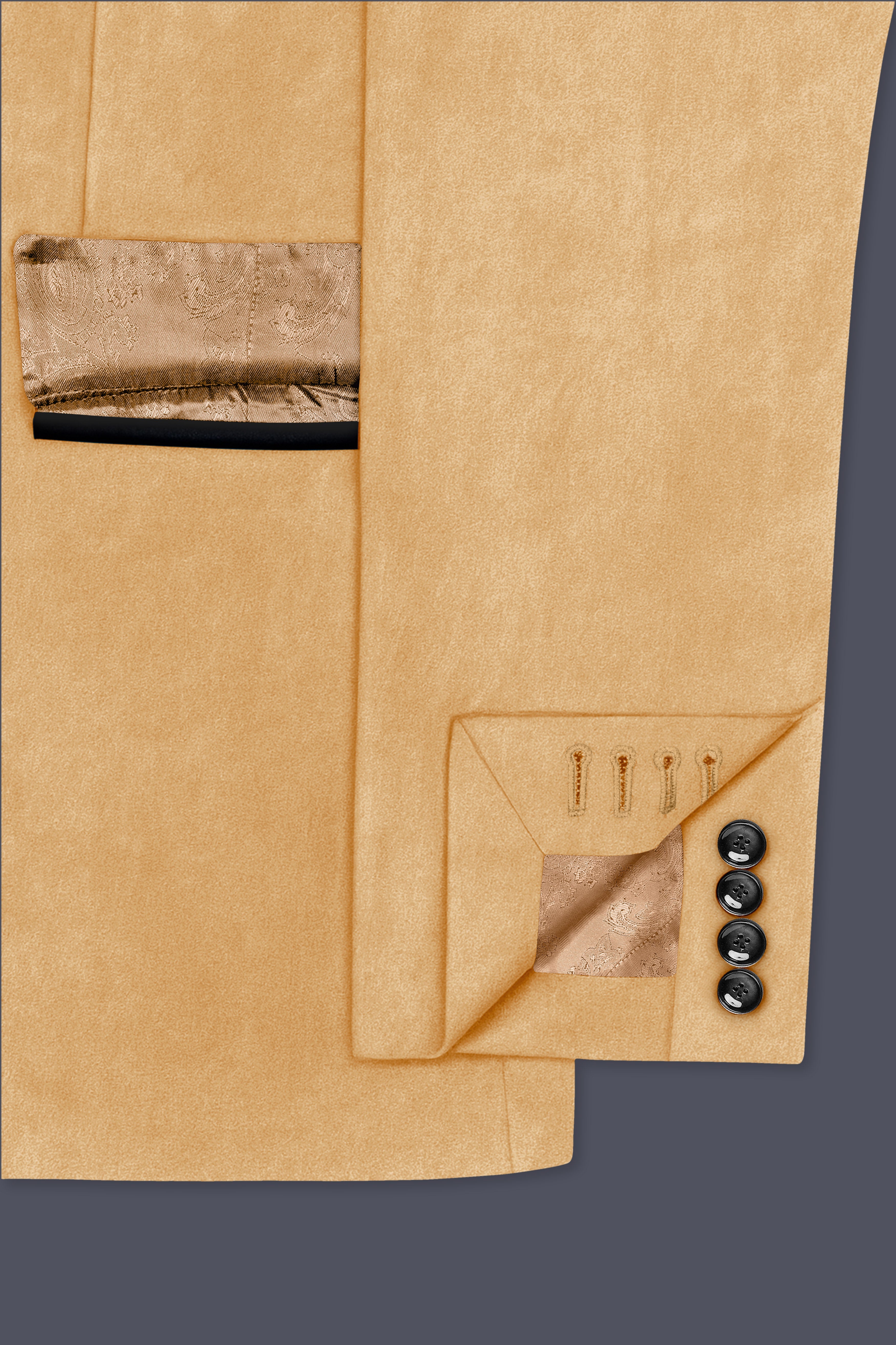 Crema-Tumbleweed Cream Velvet Peak Lapel Tuxedo Suit