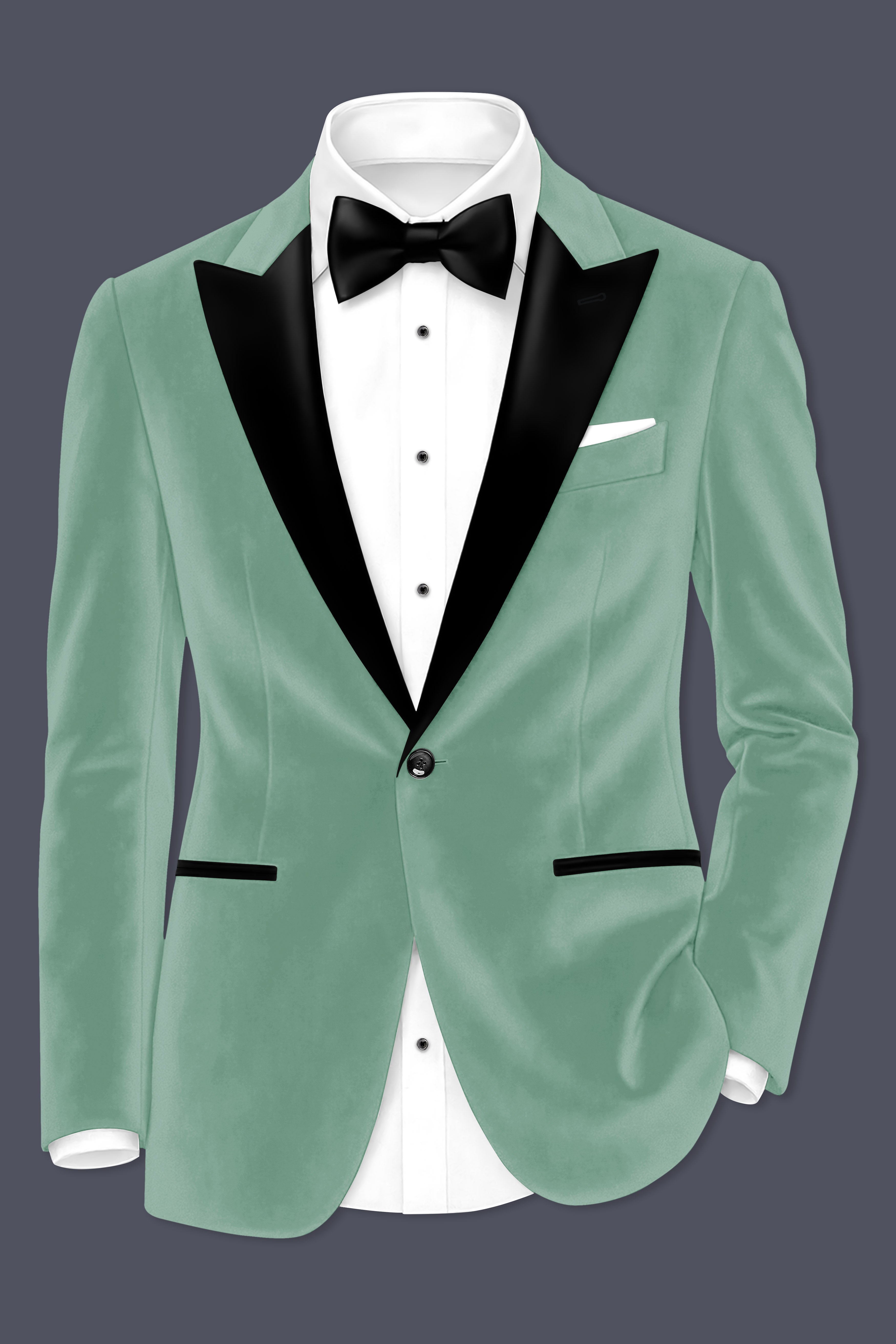 Viridian-Oxley Green Velvet Peak Lapel Tuxedo Suit