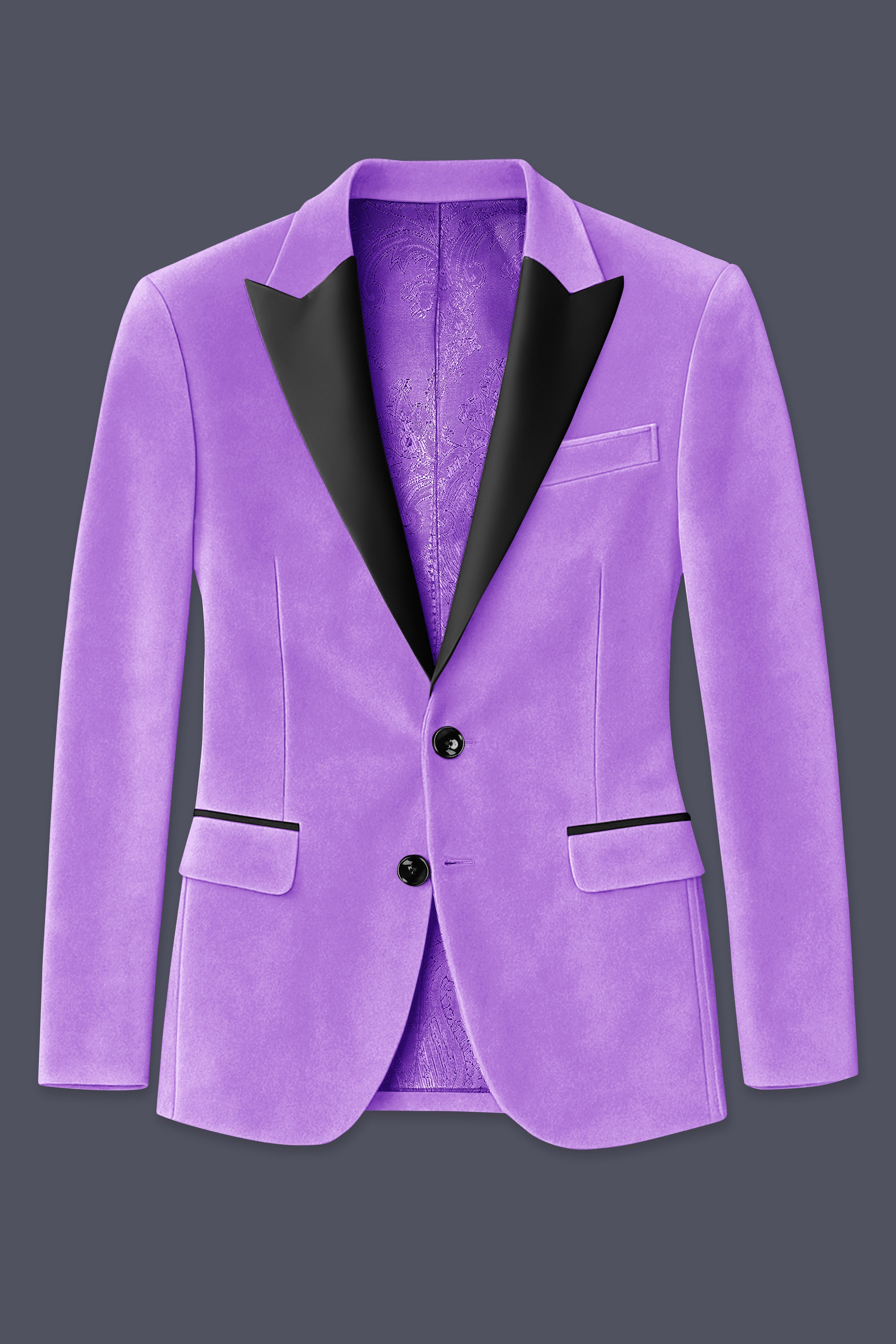 Orchid-Wisteria Purple Velvet Peak Lapel Tuxedo Suit