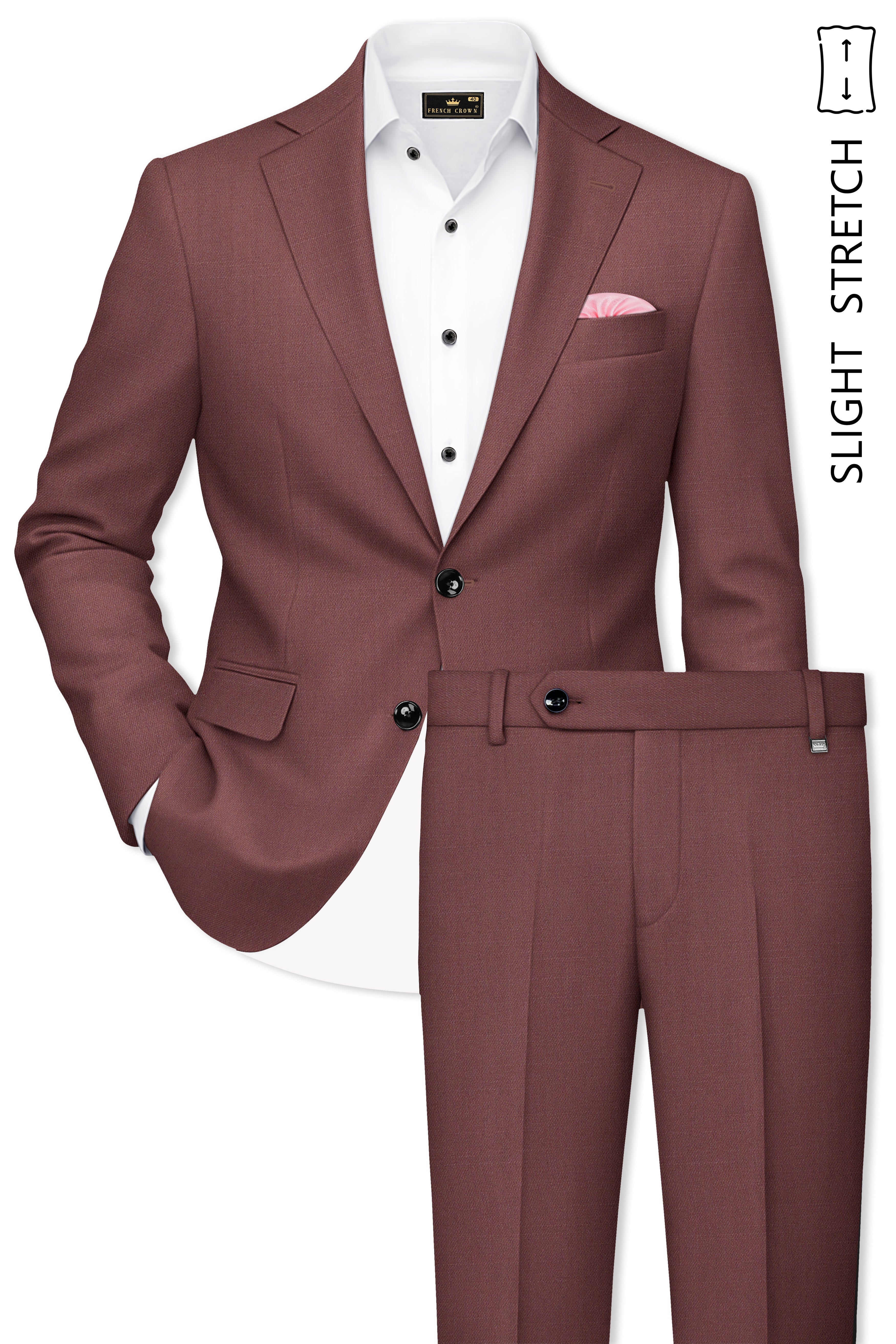 Heritage-Finch Maroon Wool Rich Single Breasted Slight Stretch Suit