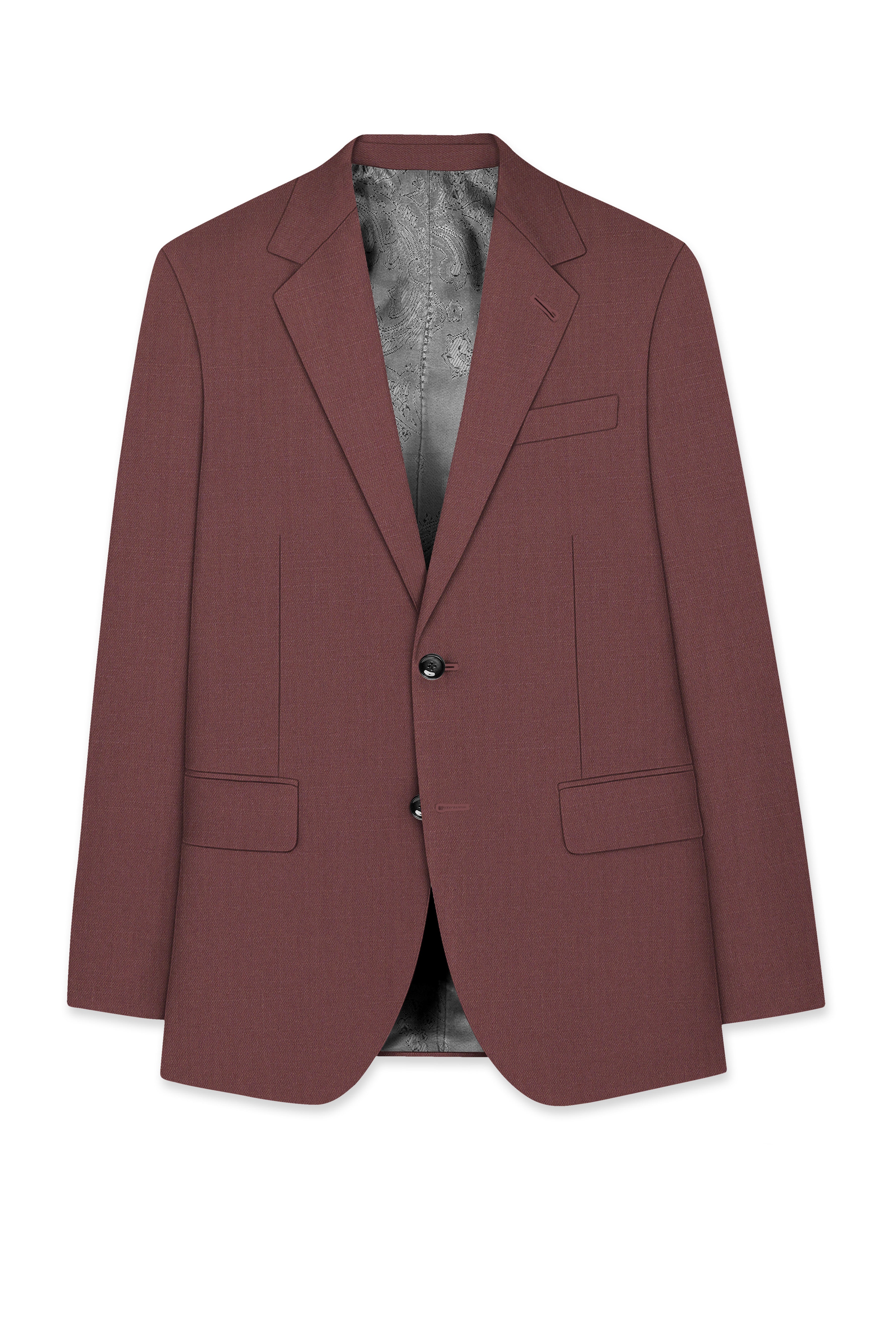 Heritage-Finch Maroon Wool Rich Single Breasted Slight Stretch Suit