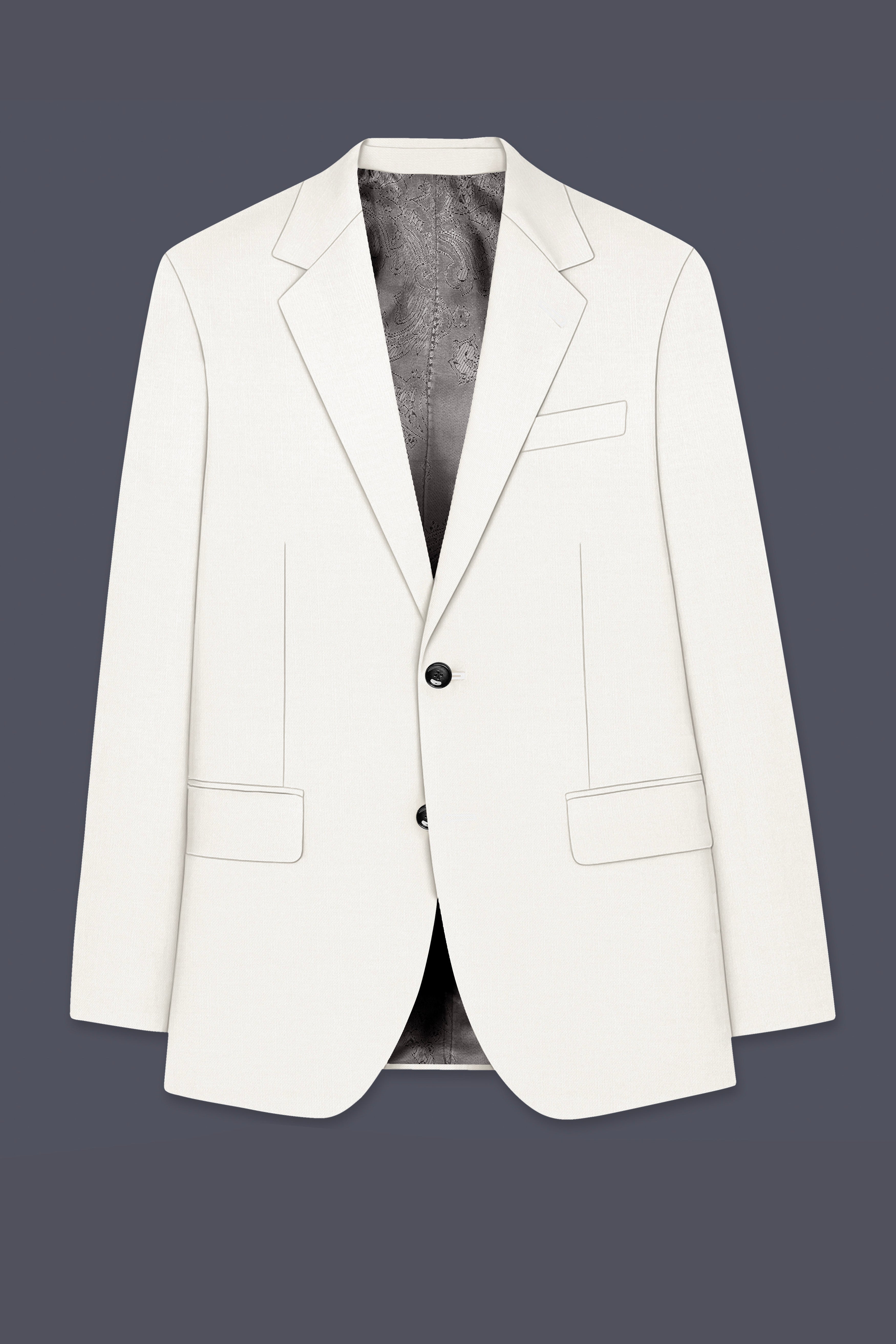 Ivory-Cararra Cream Wool Rich Single Breasted Slight Stretch Suit