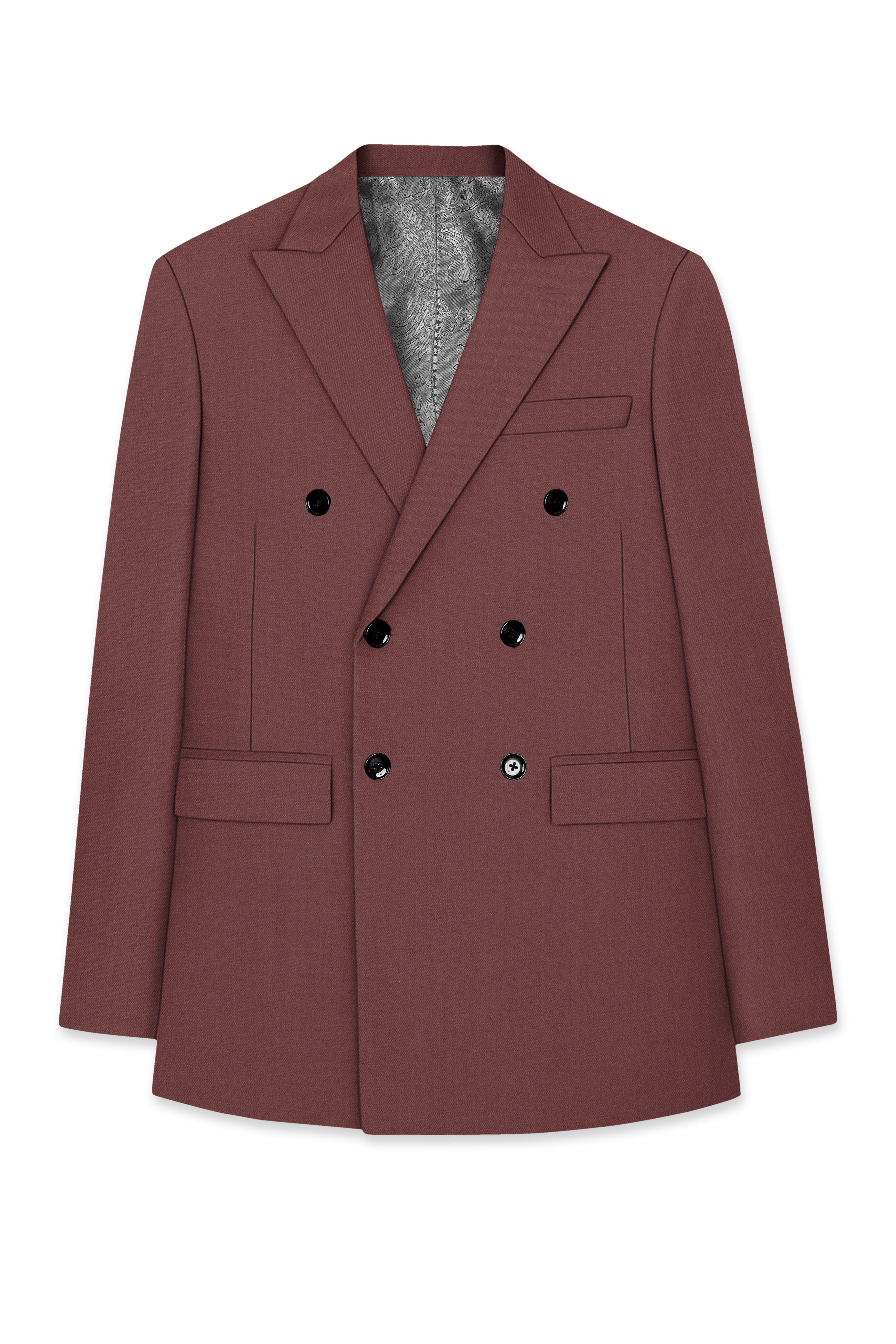 Heritage-Finch Maroon Wool Rich Double Breasted Slight Stretch Suit