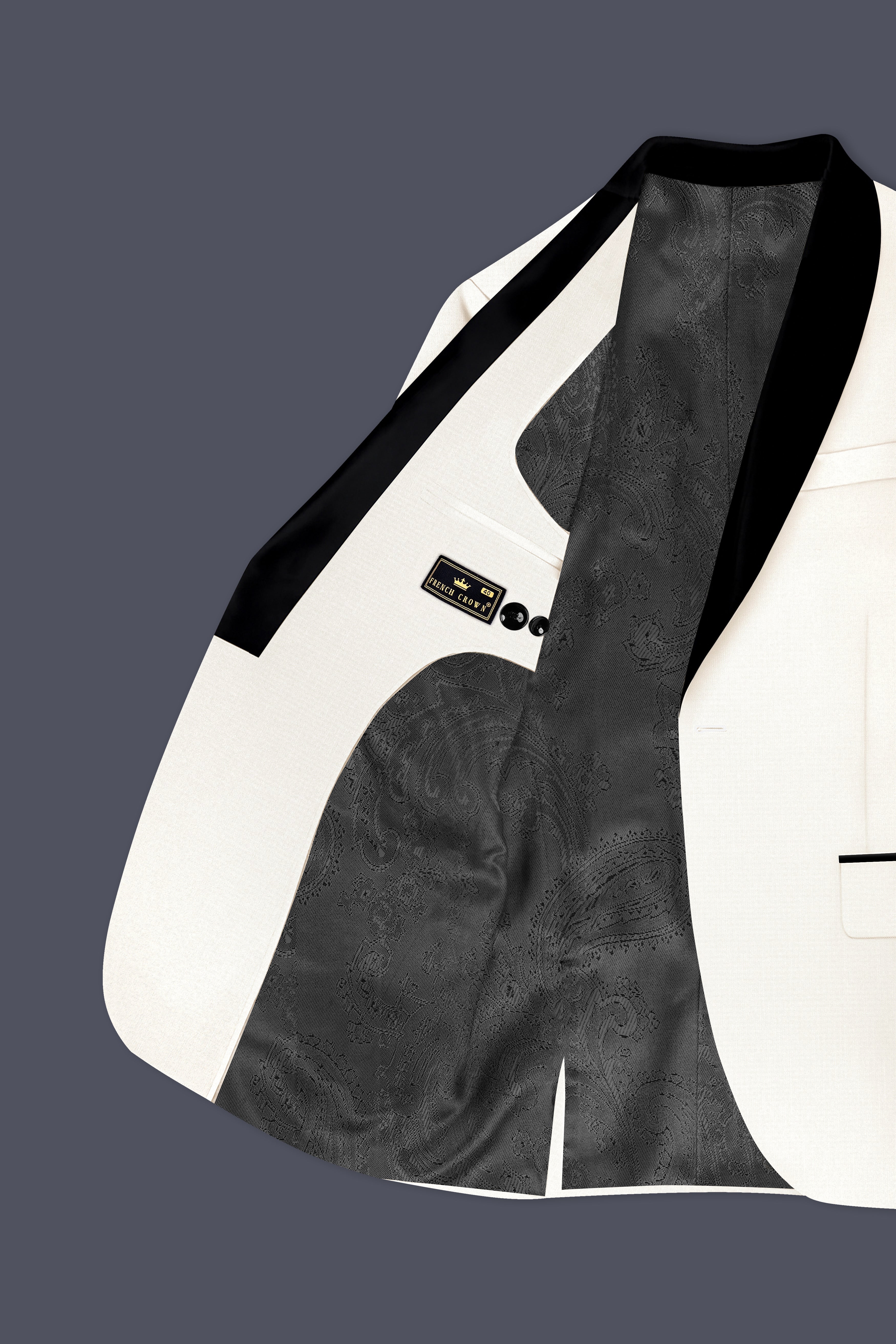 Ivory-Cararra Cream Wool Rich Tuxedo Slight Stretch Suit