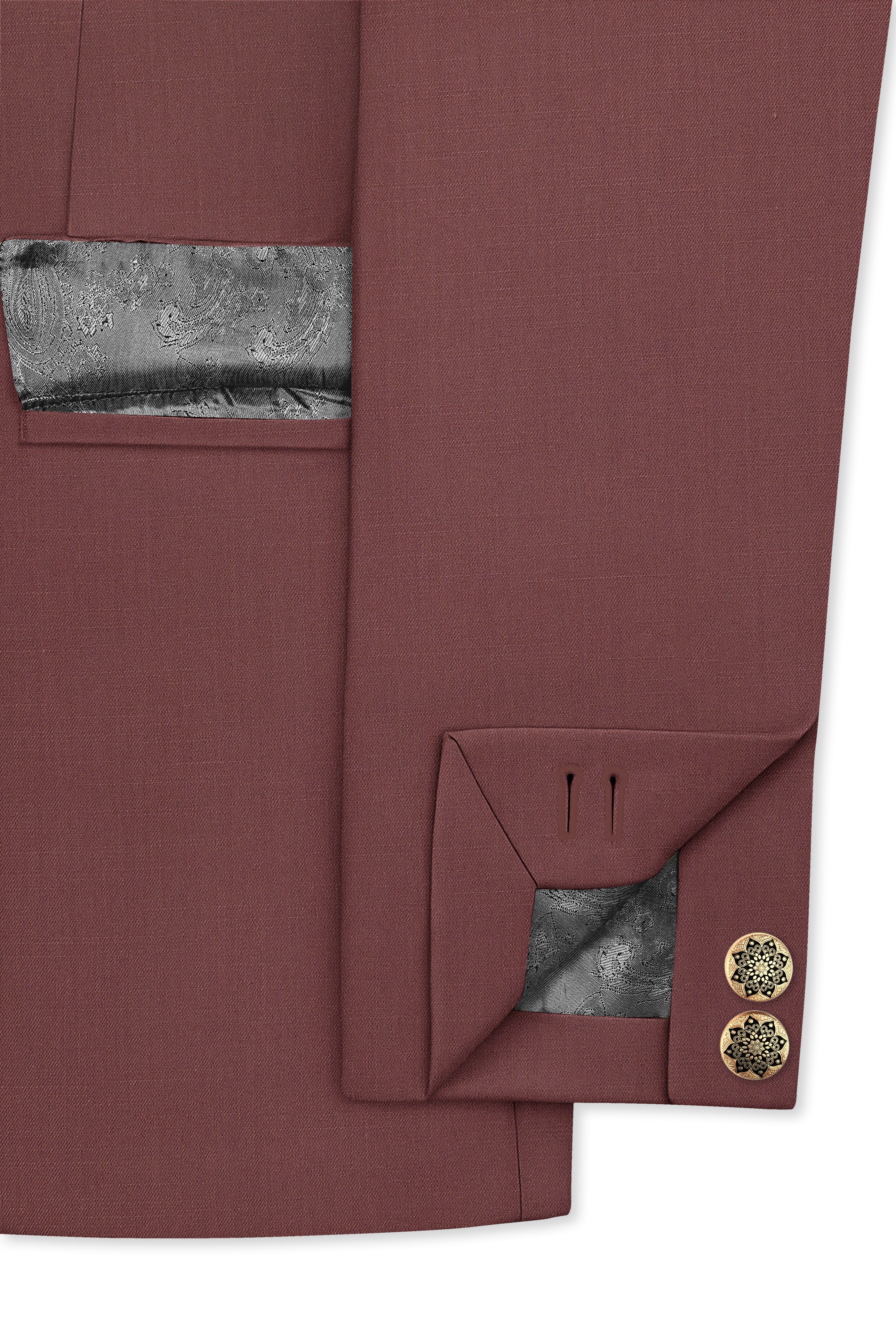 Heritage-Finch Maroon Wool Rich Bandhgala Slight Stretch Suit
