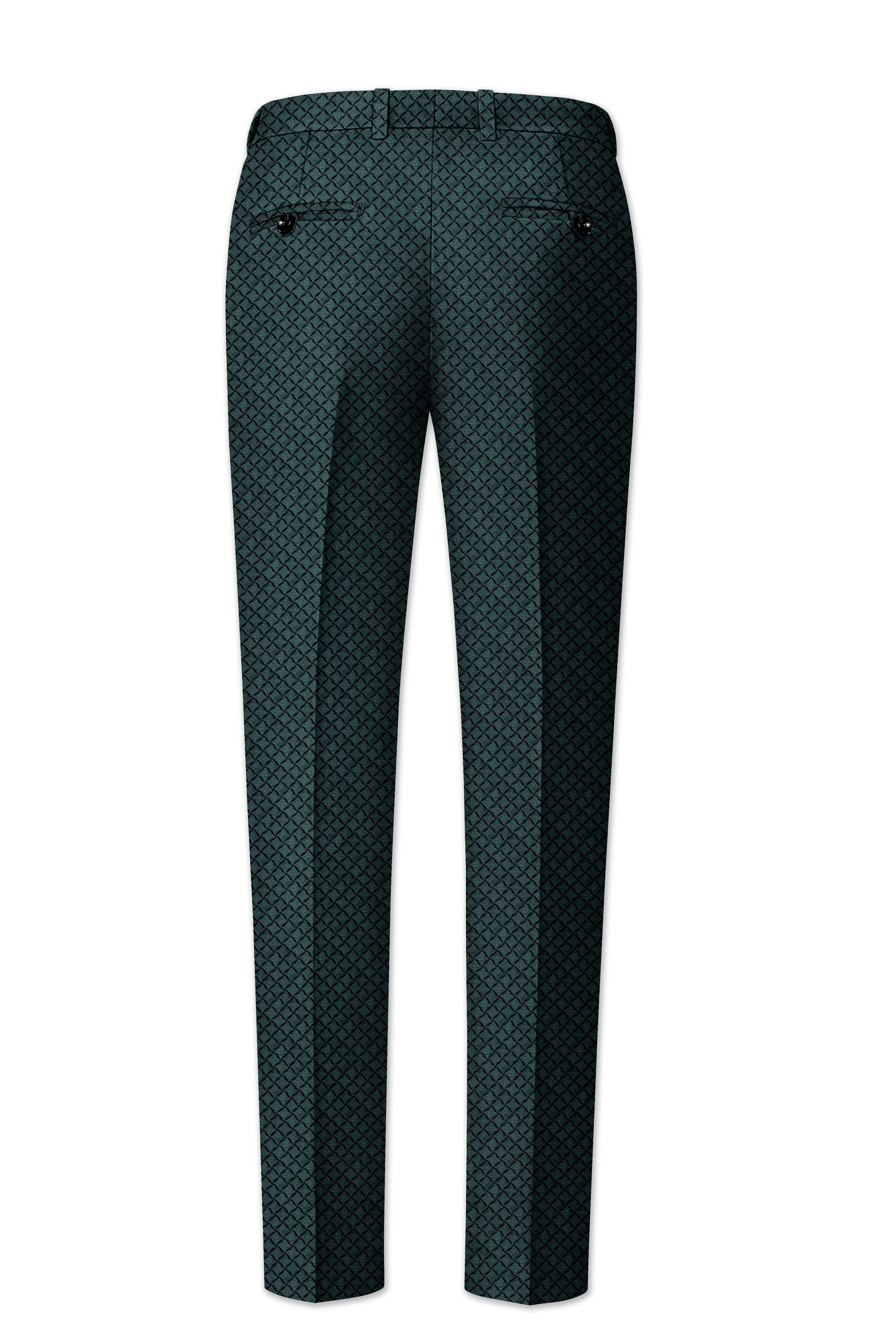 Gunmetal Green Jacquard Textured Designer Single Breasted Suit