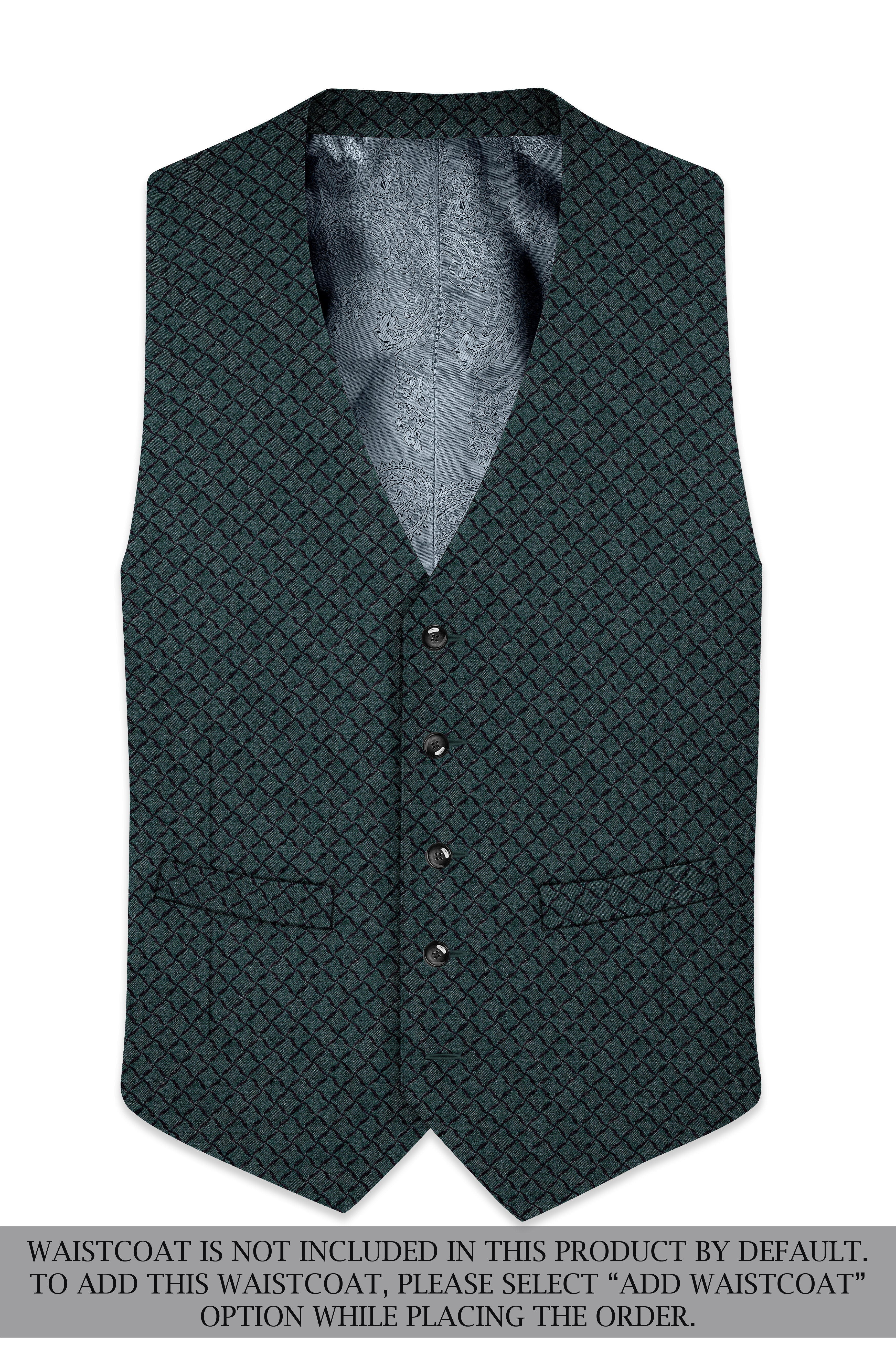 Gunmetal Green Jacquard Textured Designer Single Breasted Suit
