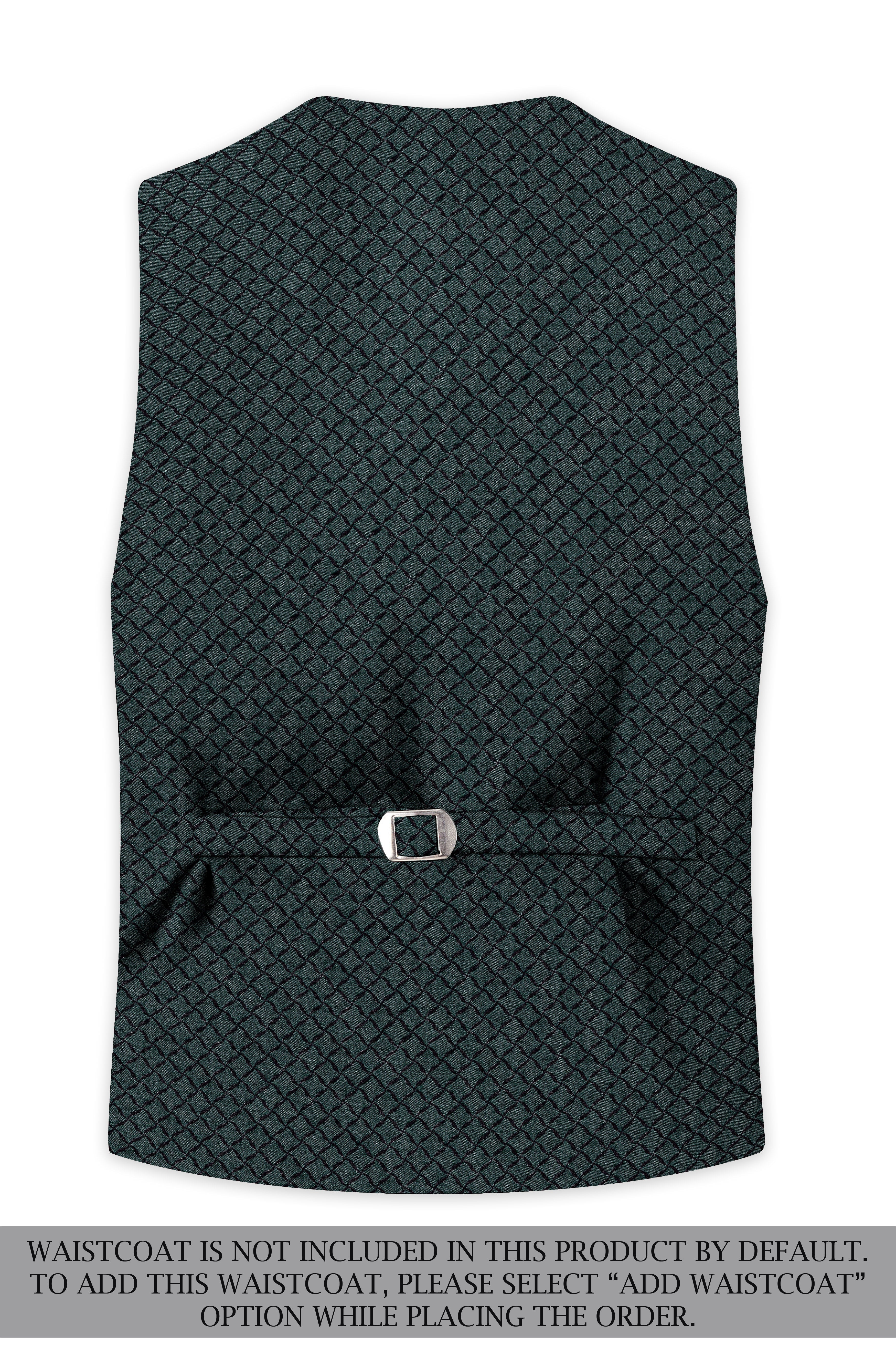 Gunmetal Green Jacquard Textured Designer Single Breasted Suit