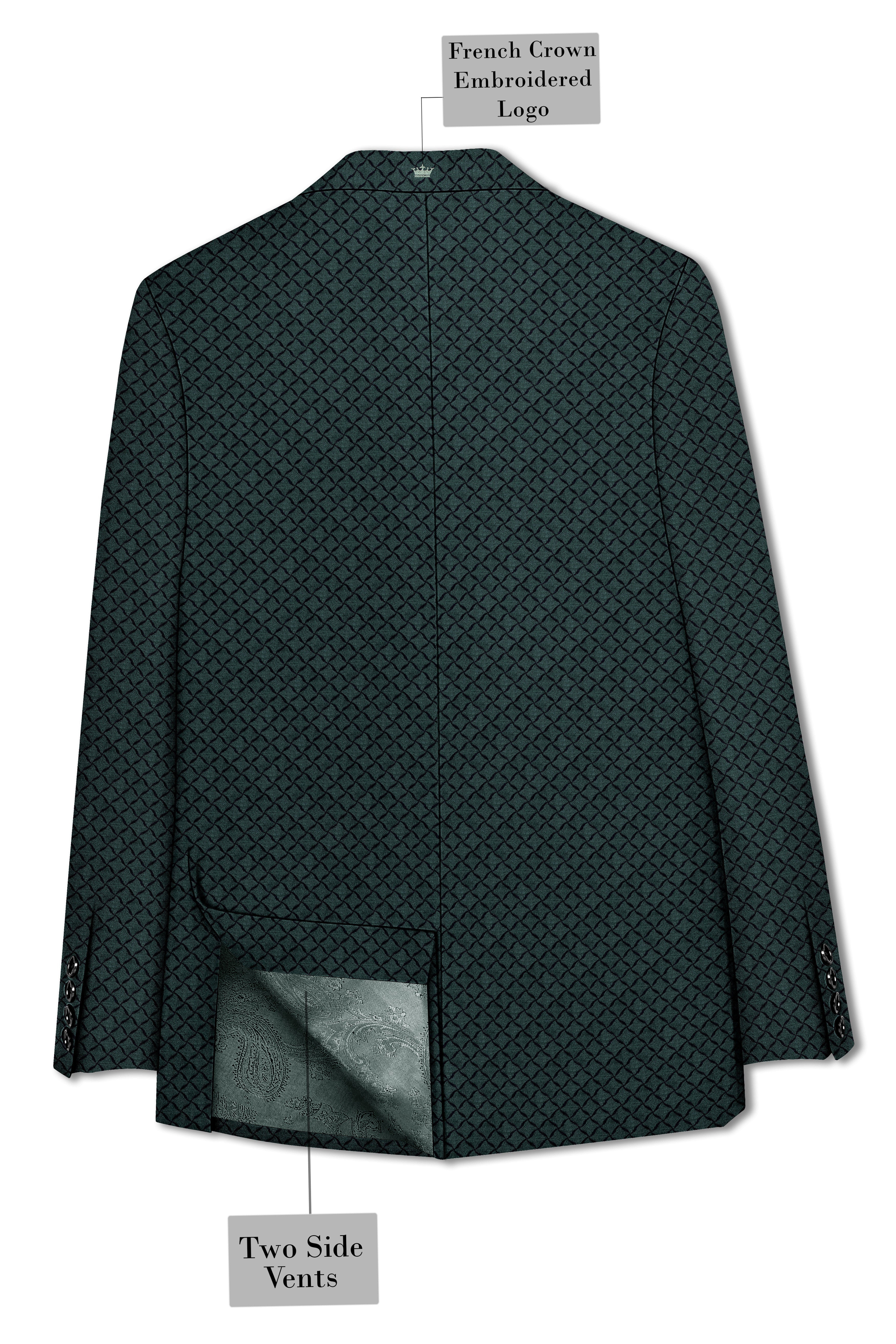 Gunmetal Green Jacquard Textured Designer Single Breasted Suit