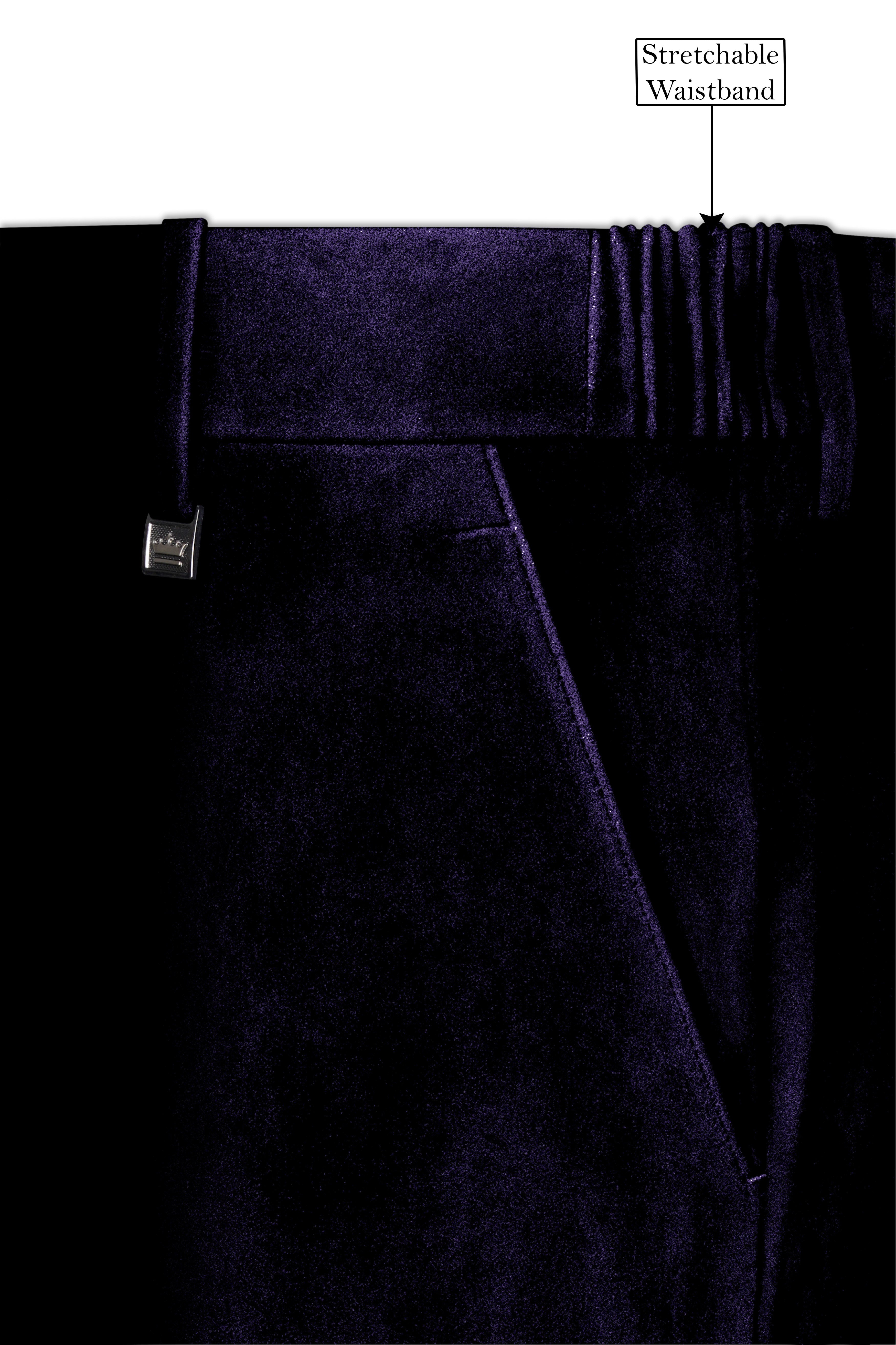 Majesty-Affair Royal Purple Velvet Peak Lapel Tuxedo Suit