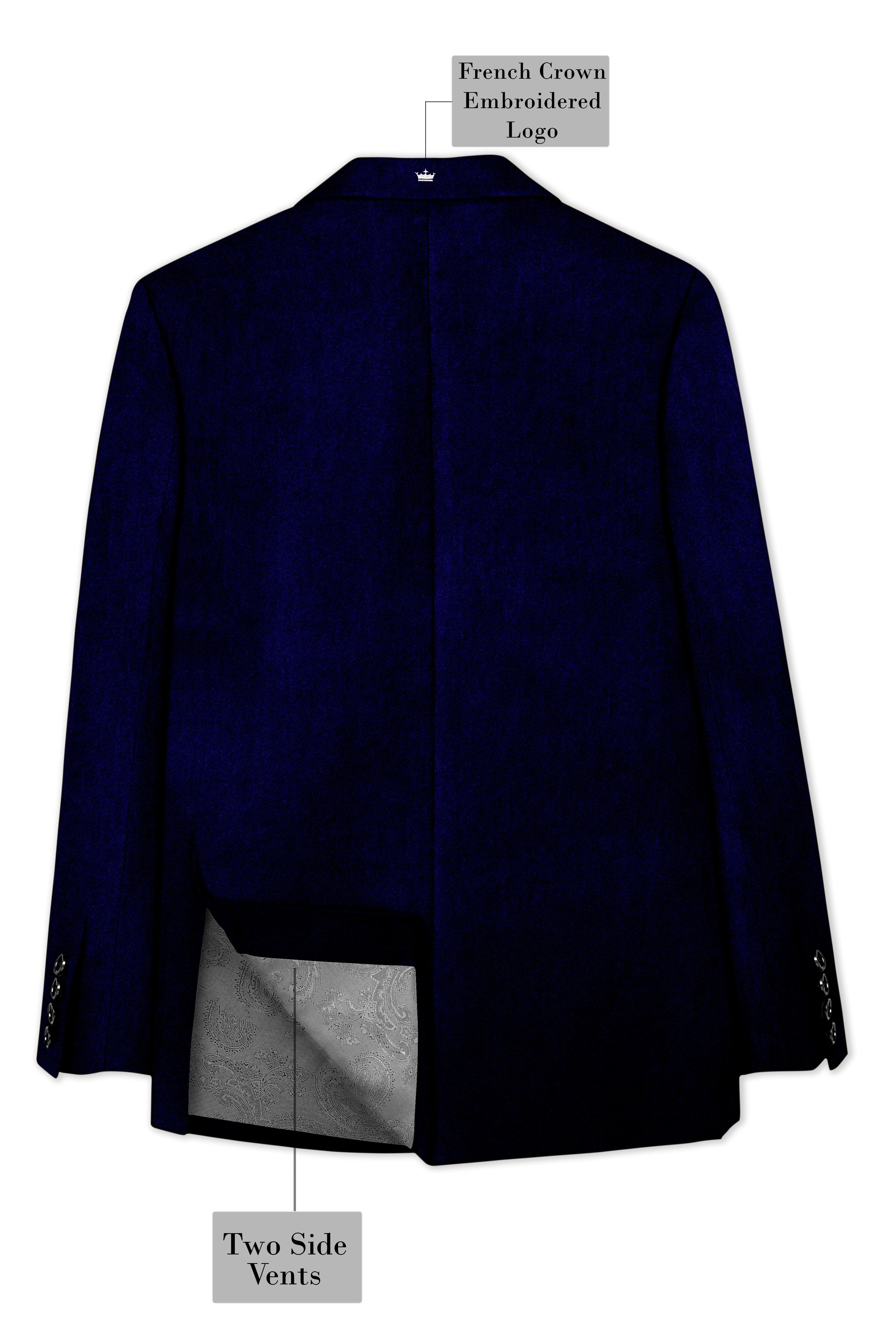 Aether-Stratos Blue Velvet Peak Lapel Tuxedo Suit