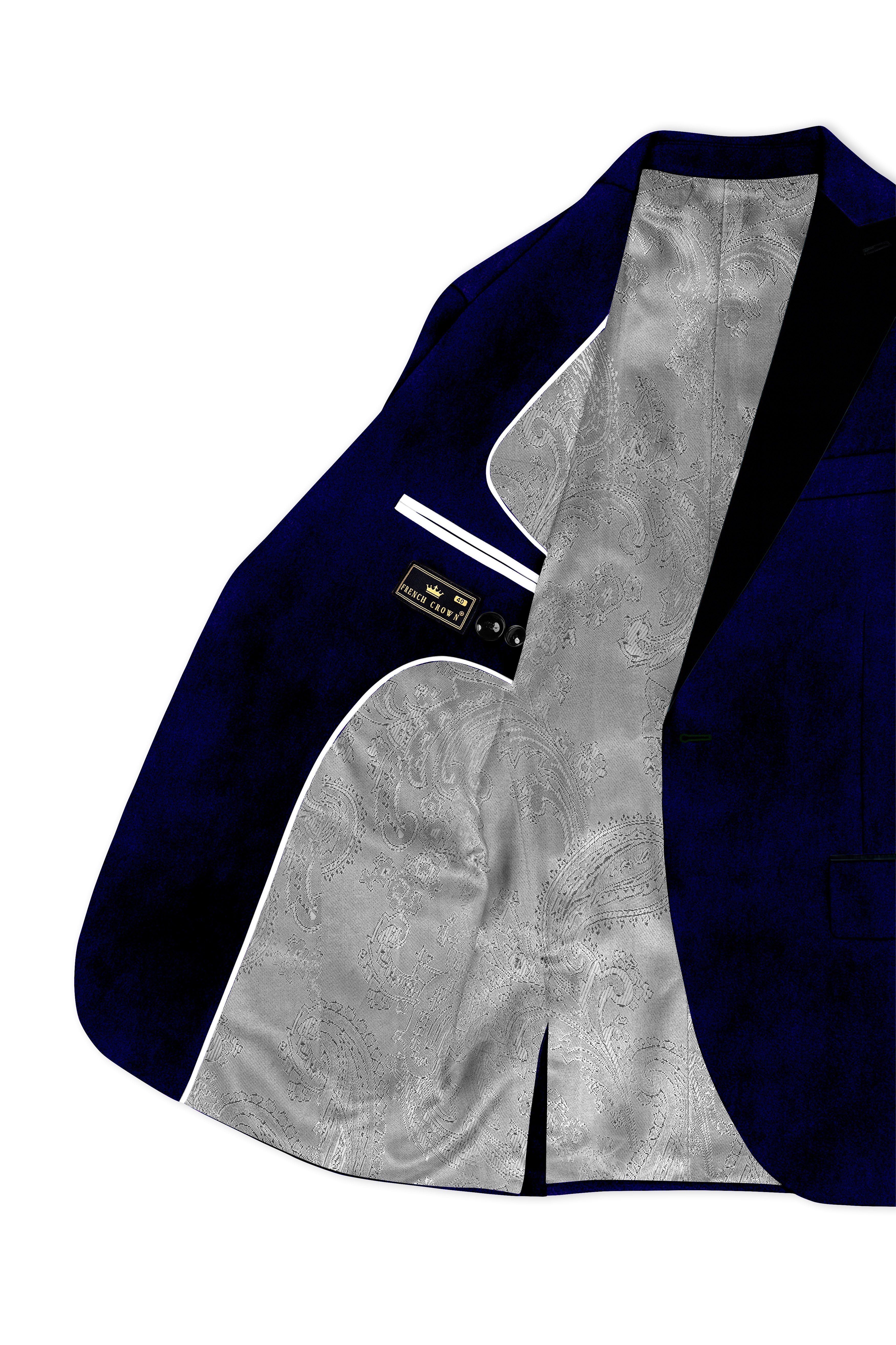 Aether-Stratos Blue Velvet Peak Lapel Tuxedo Suit