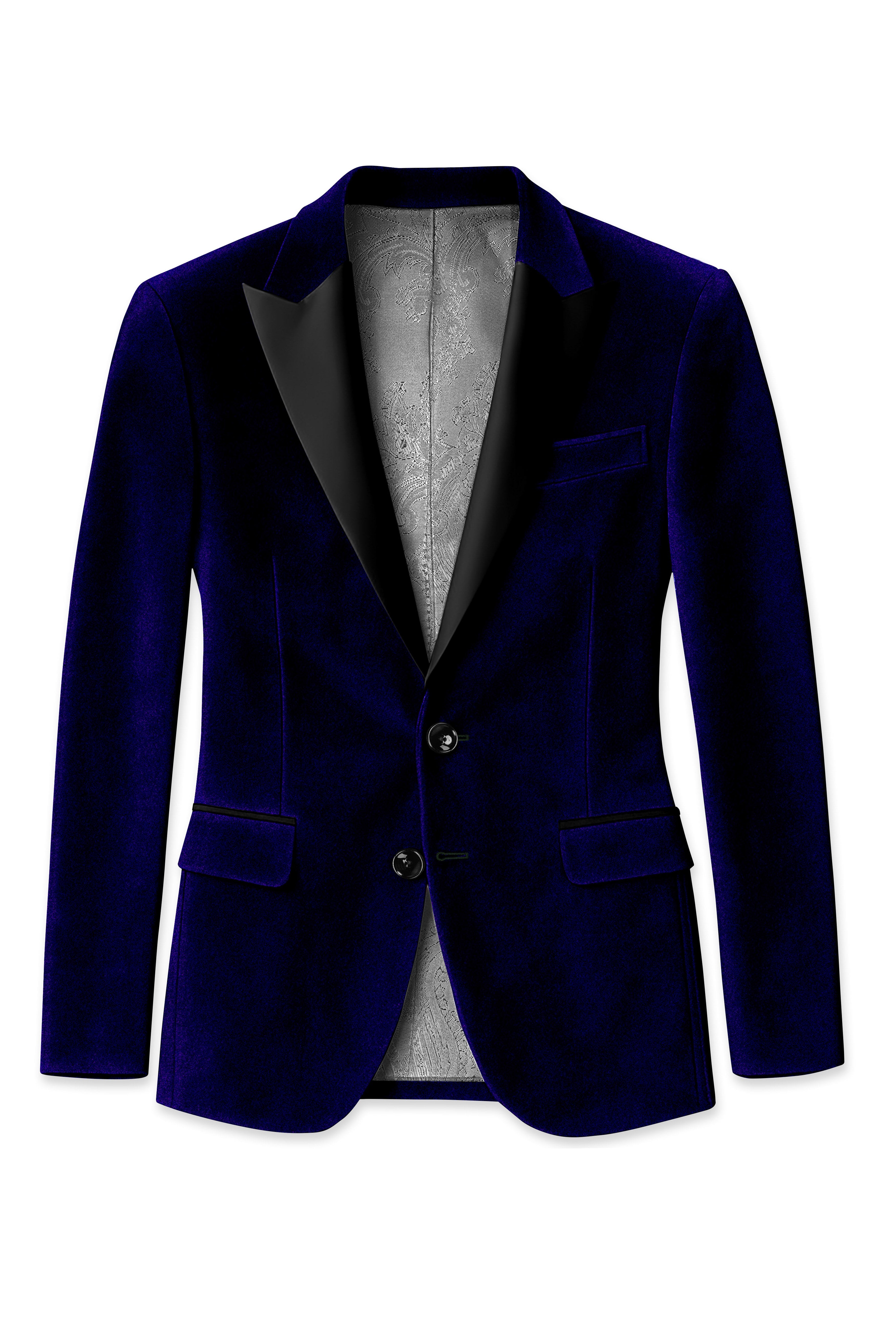 Aether-Stratos Blue Velvet Peak Lapel Tuxedo Suit