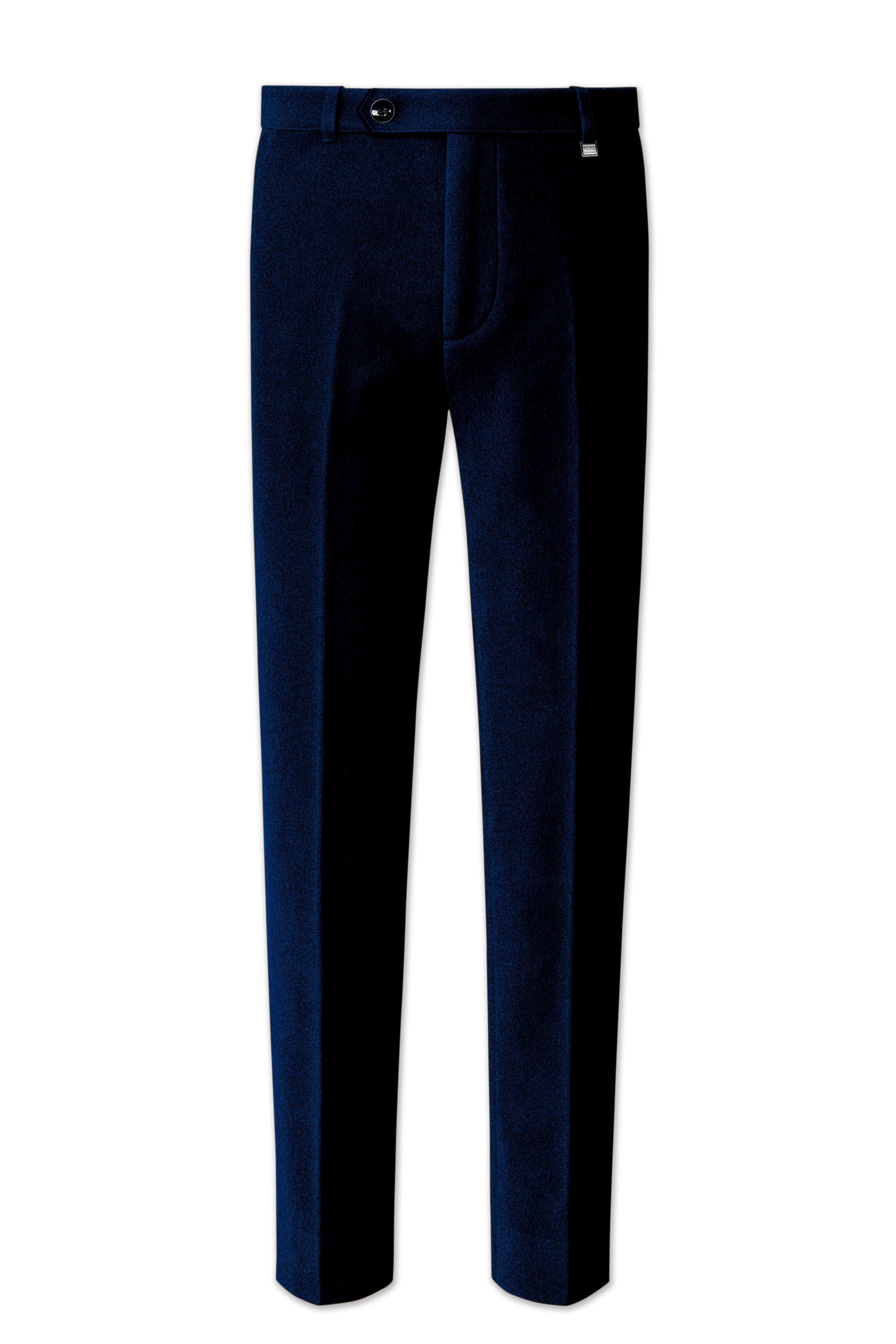 Ashen-Cinder Blue Velvet Peak Lapel Tuxedo Suit