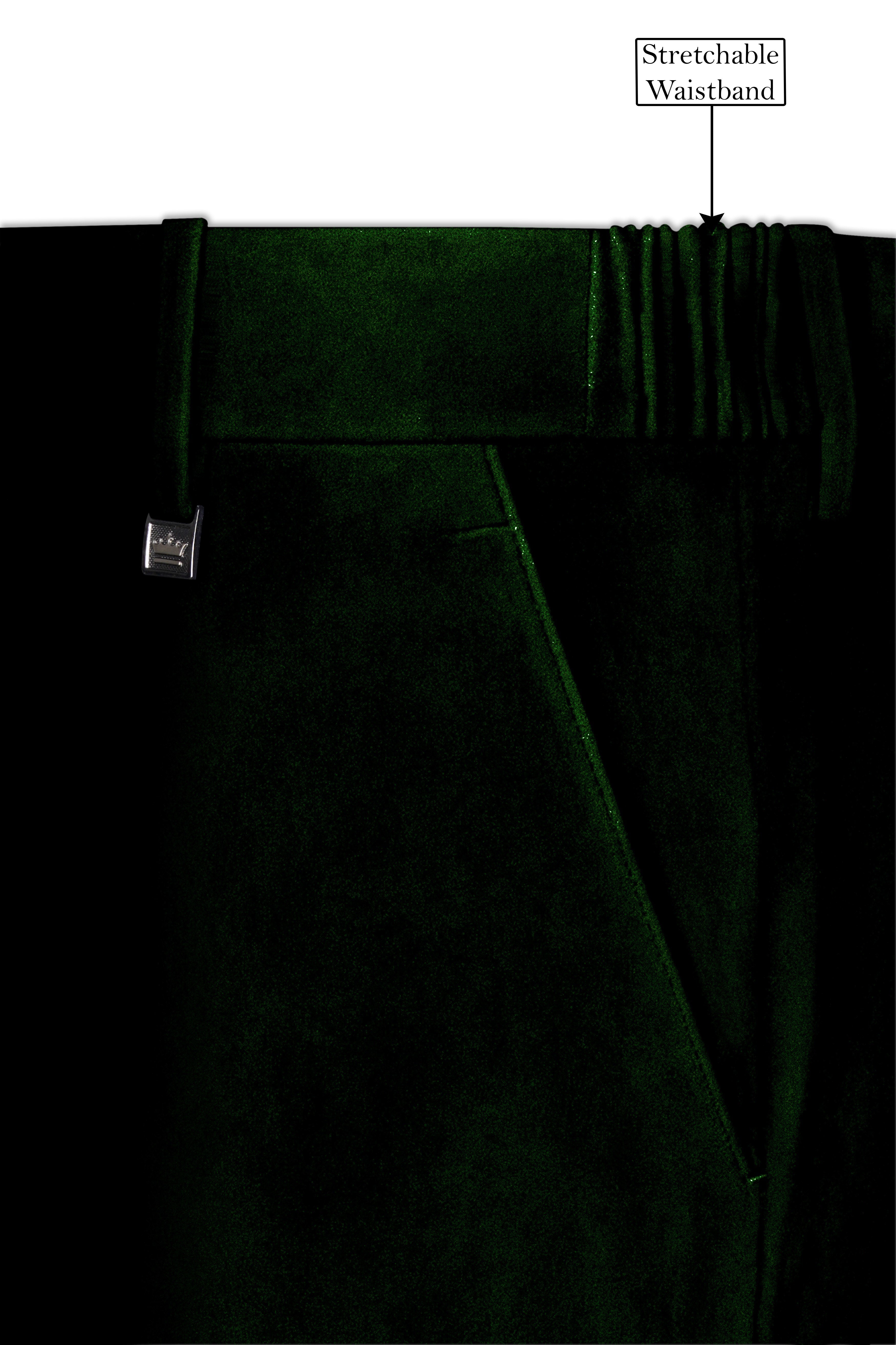 Emerald-Sacramento Green Velvet Peak Lapel Tuxedo Suit