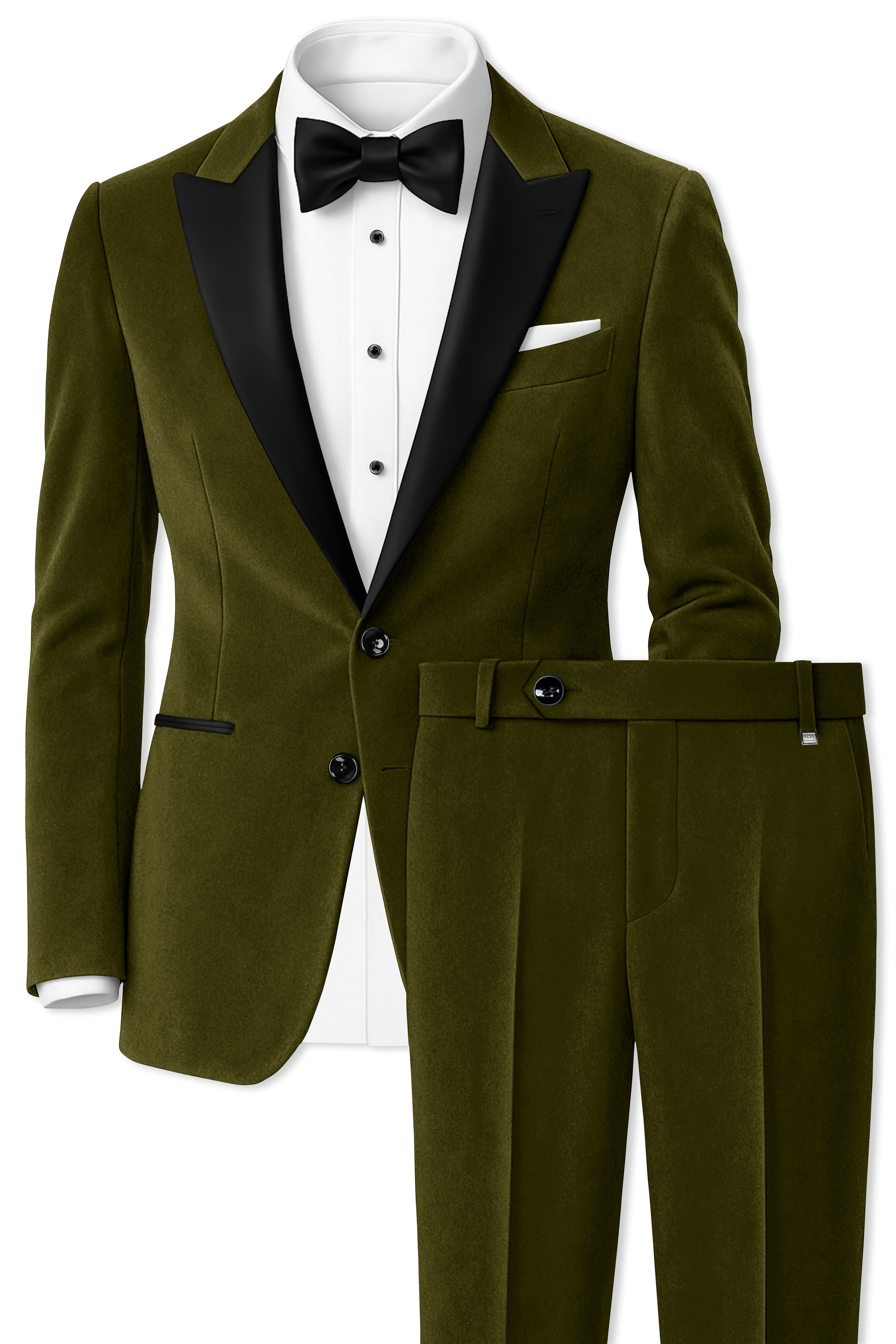 Hunter-Clinker Green Velvet Peak Lapel Tuxedo Suit
