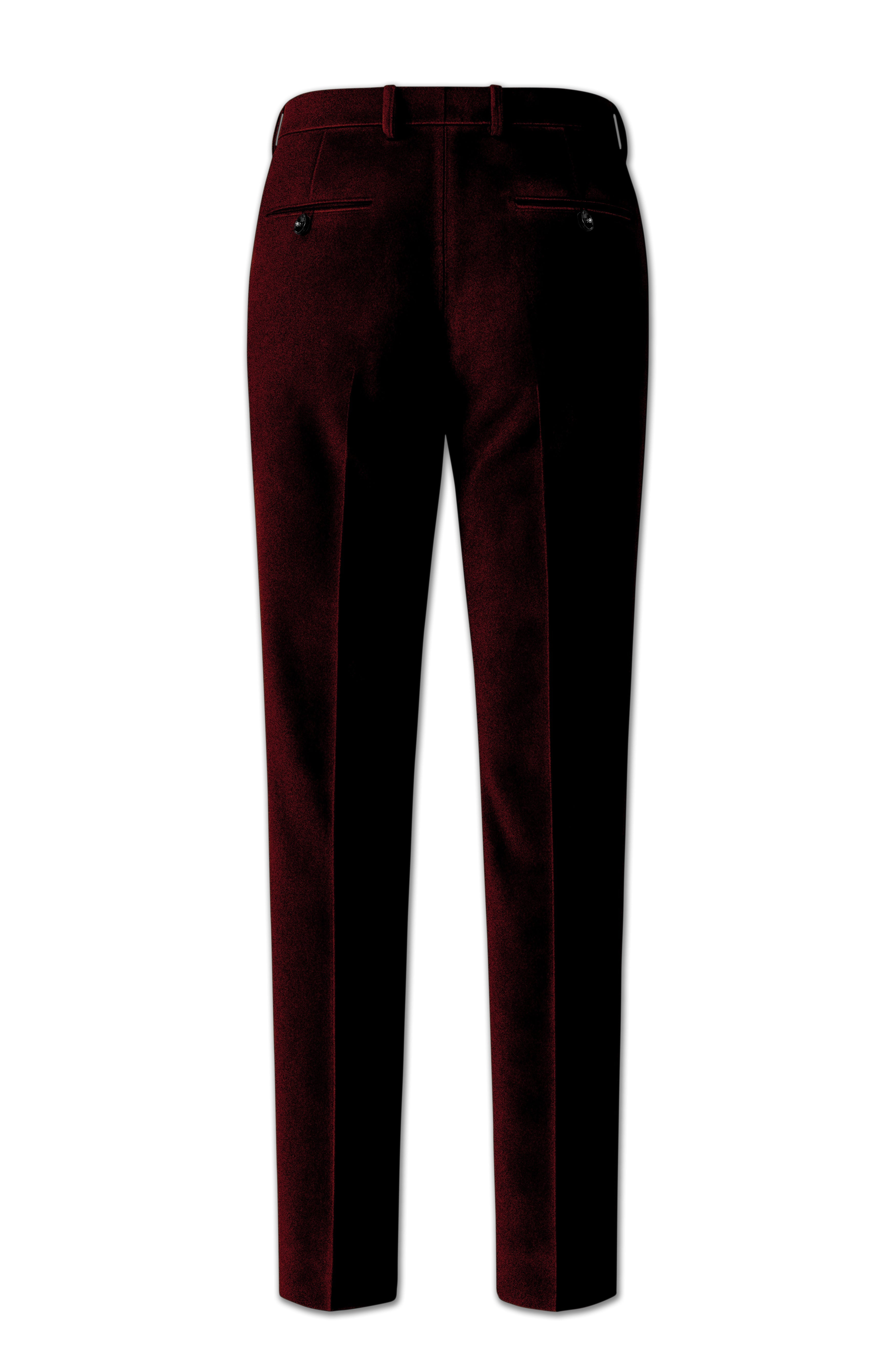 Crimson-Sepia Red Velvet Peak Lapel Tuxedo Suit