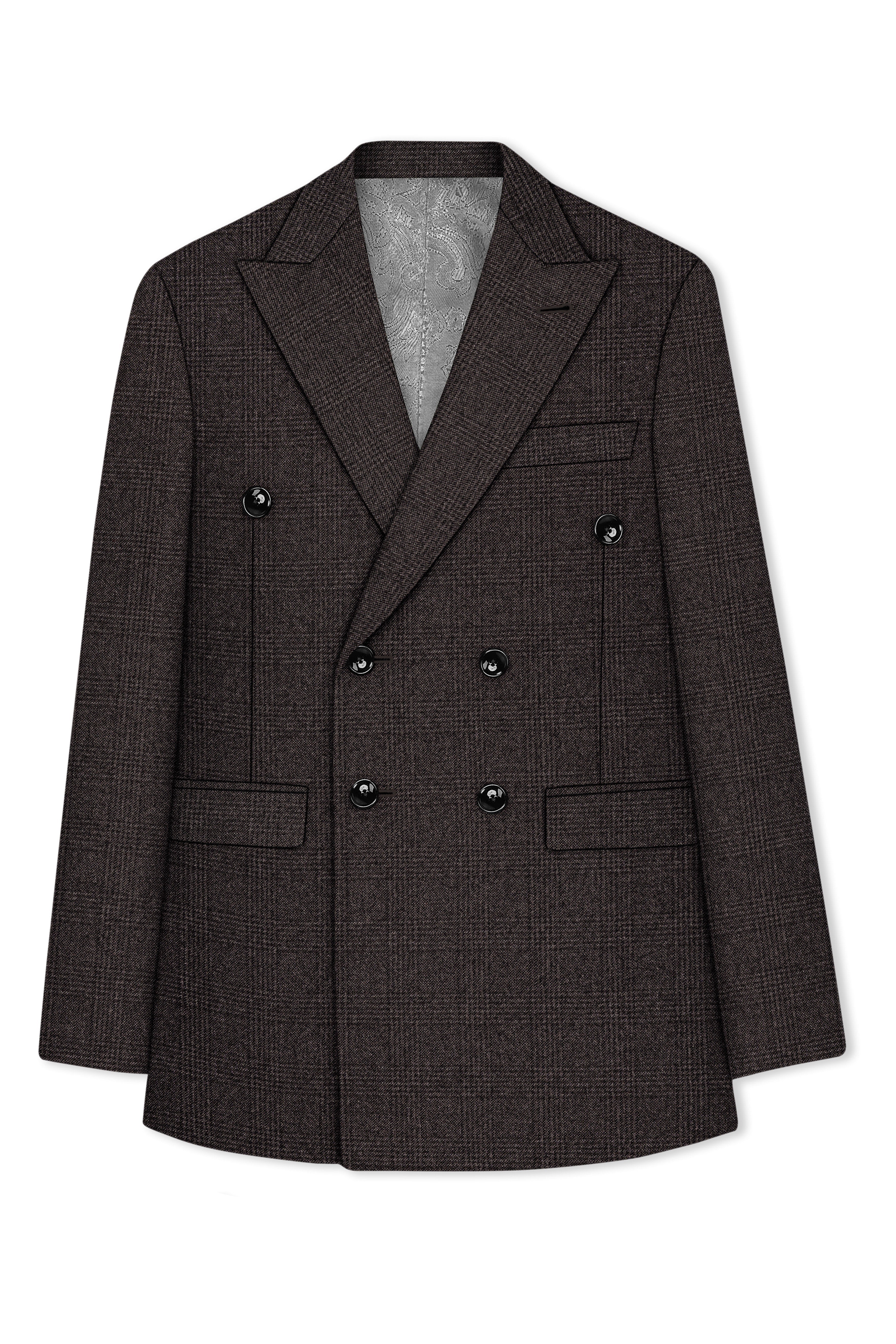 Bruno-Chicago Brown Wales Plaid Tweed Double Breasted Suits