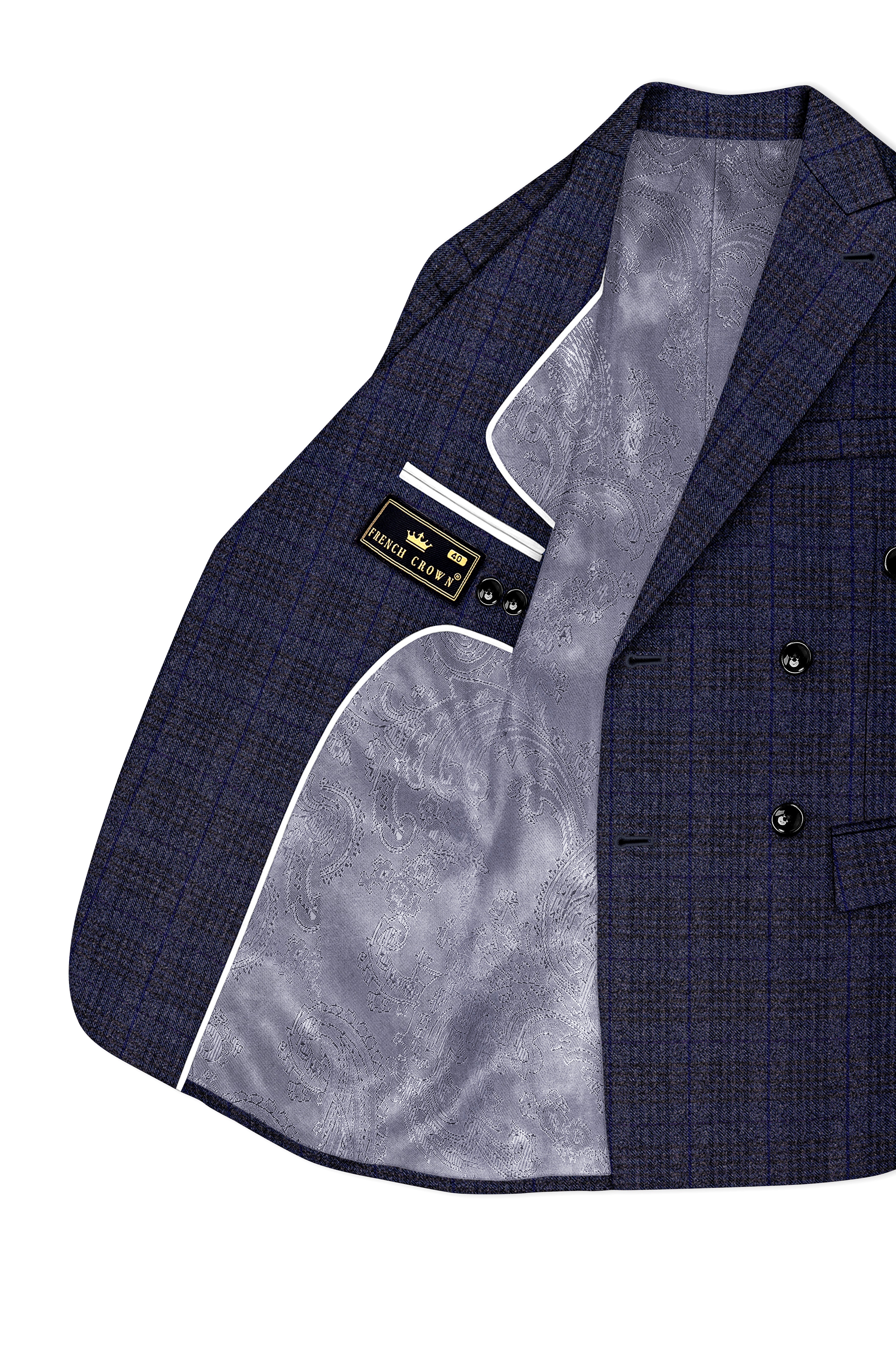 Horizon-Martinique Blue windowpane Tweed Double Breasted Suits