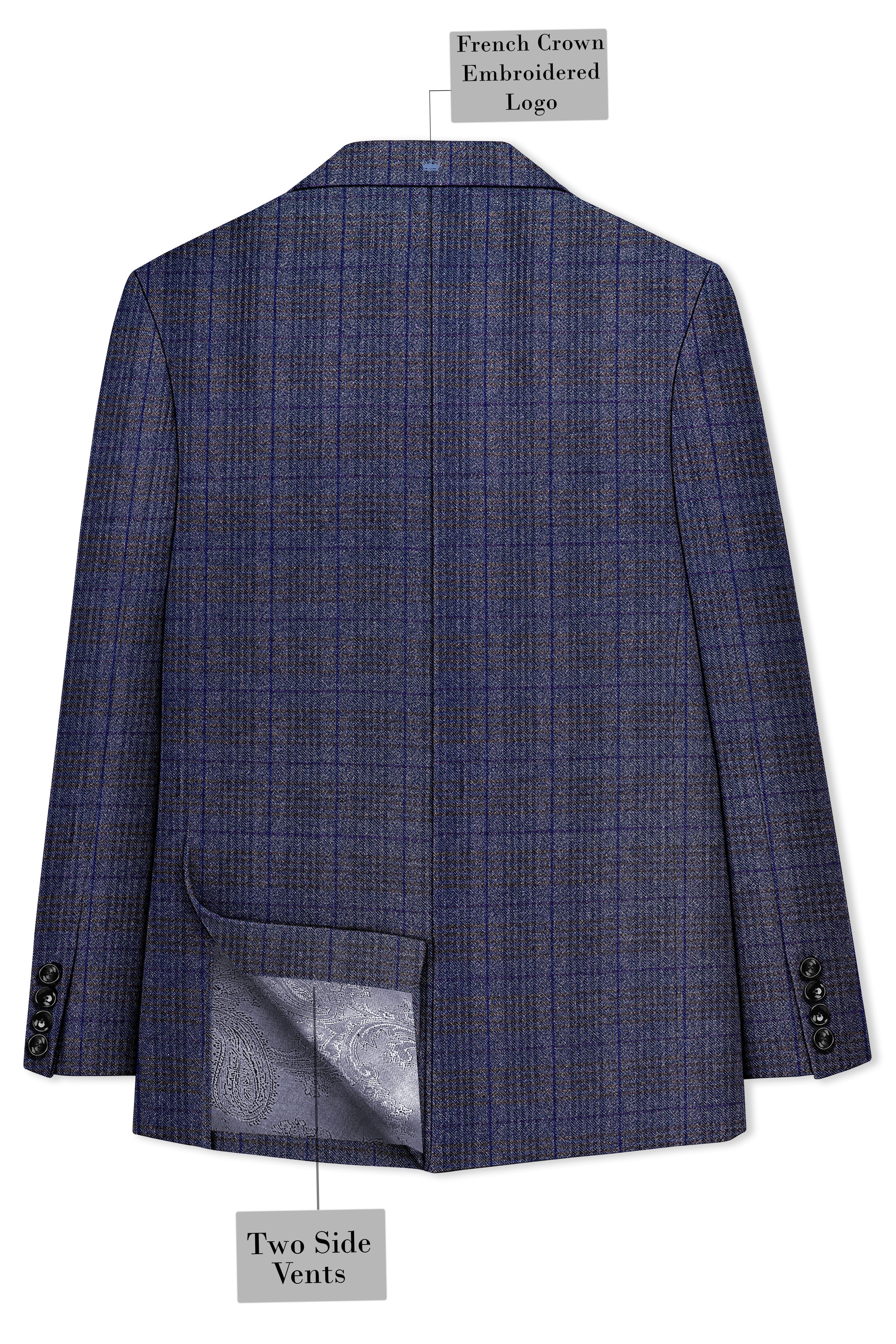 Horizon-Martinique Blue windowpane Tweed Double Breasted Suits