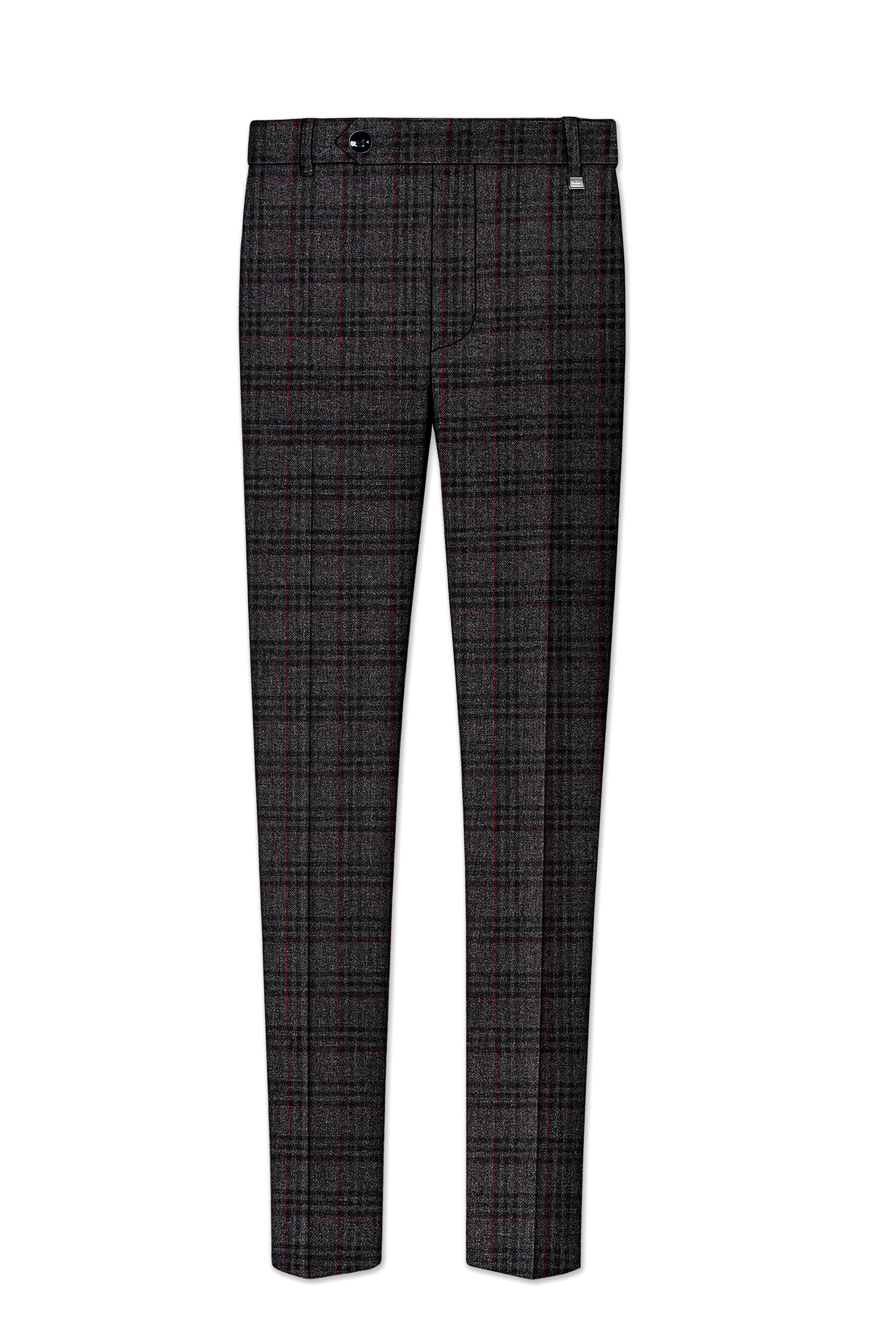 Velours-Ship Gray Plaid Tweed Double Breasted Suits
