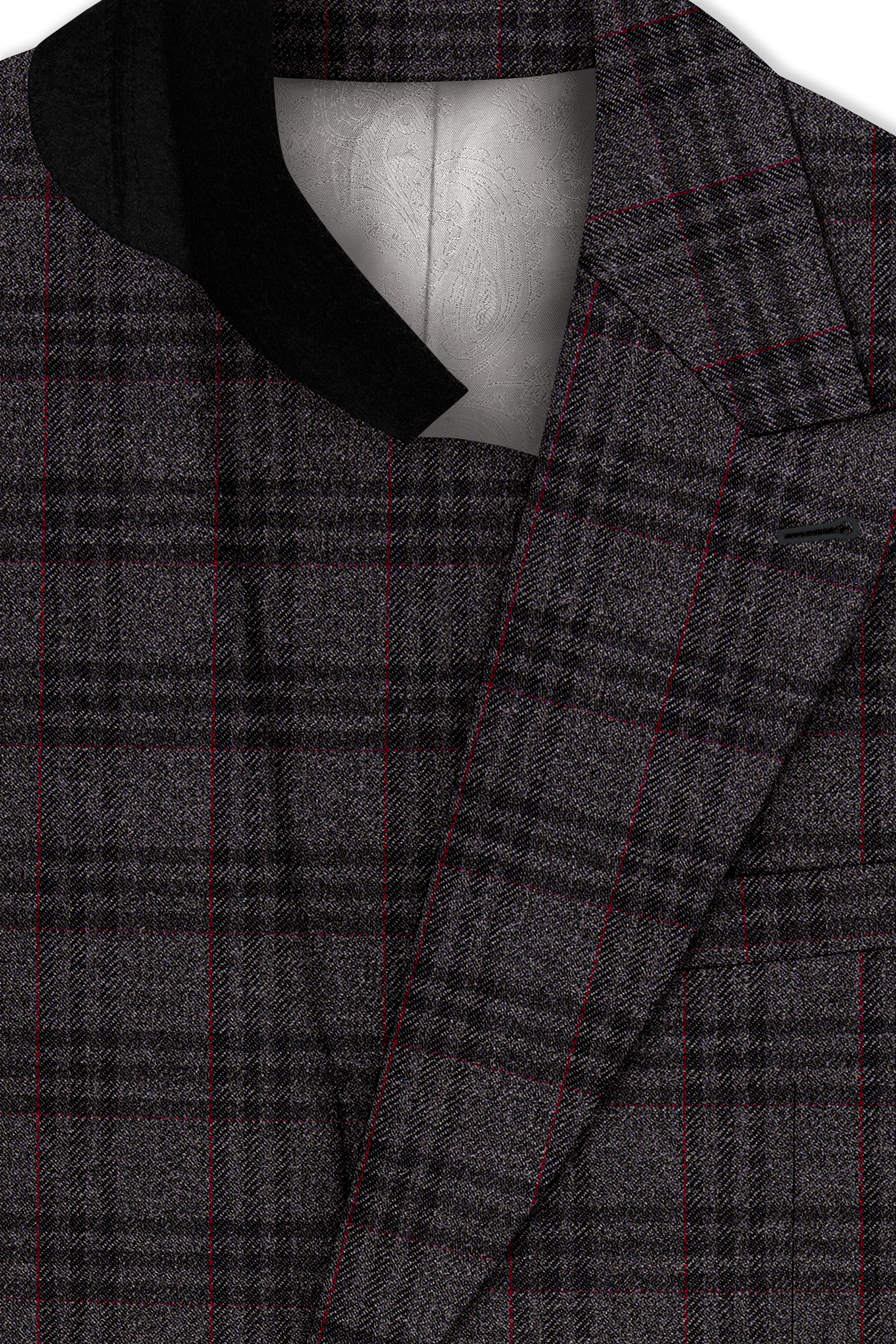Velours-Ship Gray Plaid Tweed Double Breasted Suits