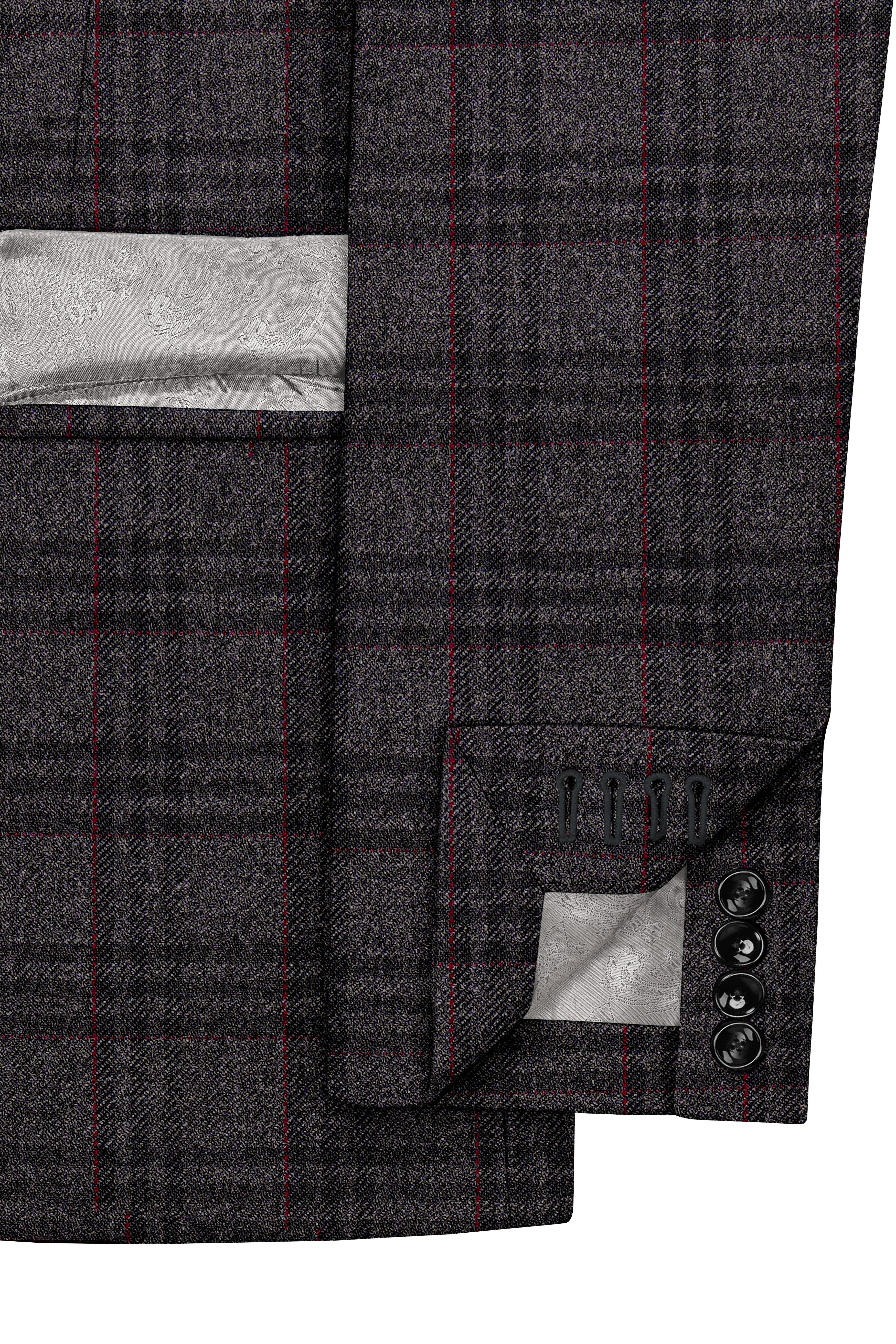 Velours-Ship Gray Plaid Tweed Double Breasted Suits