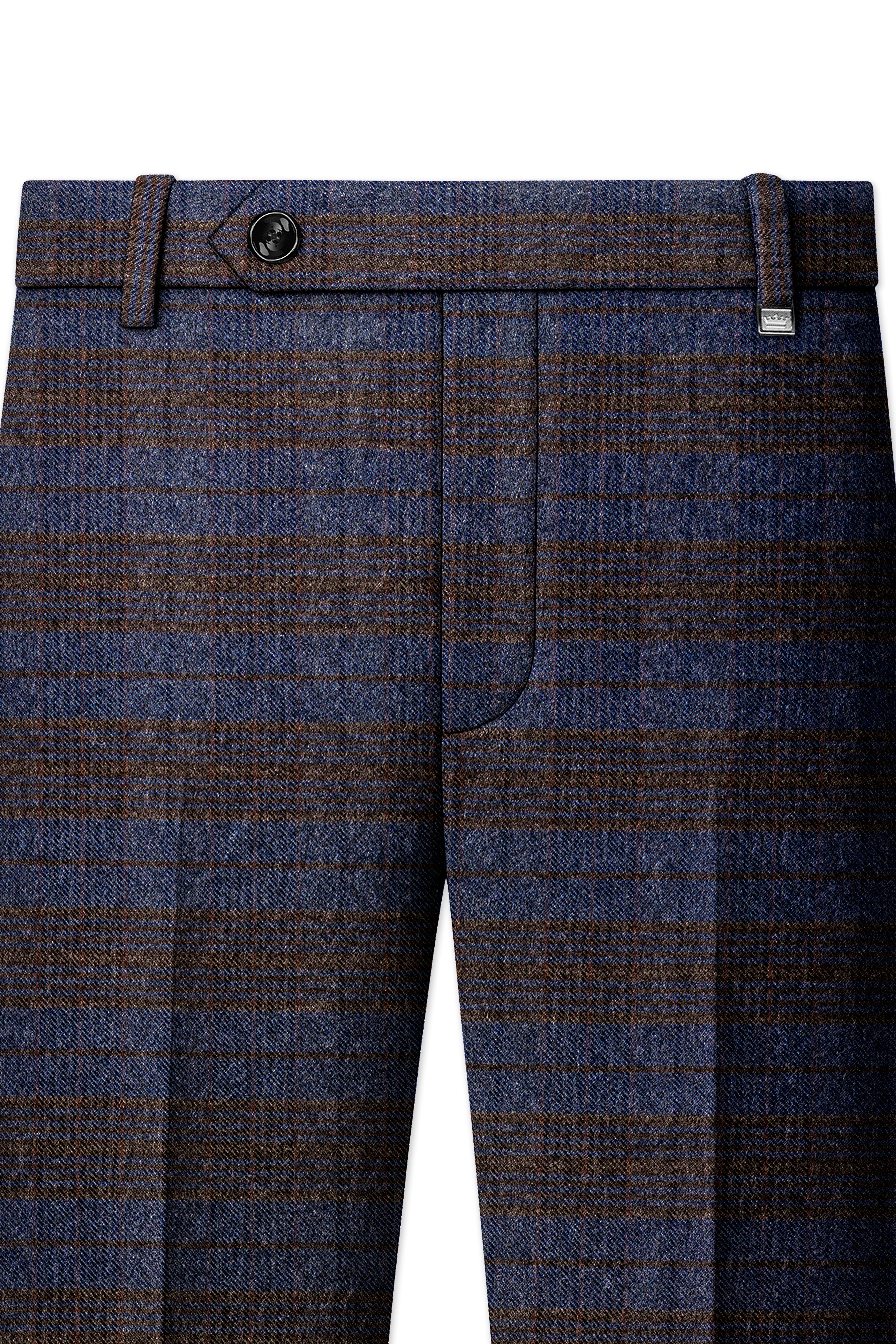 Velourish-Tealish Blue And Tuatara Gray Glen Plaid Tweed Single Breasted Sports Suits