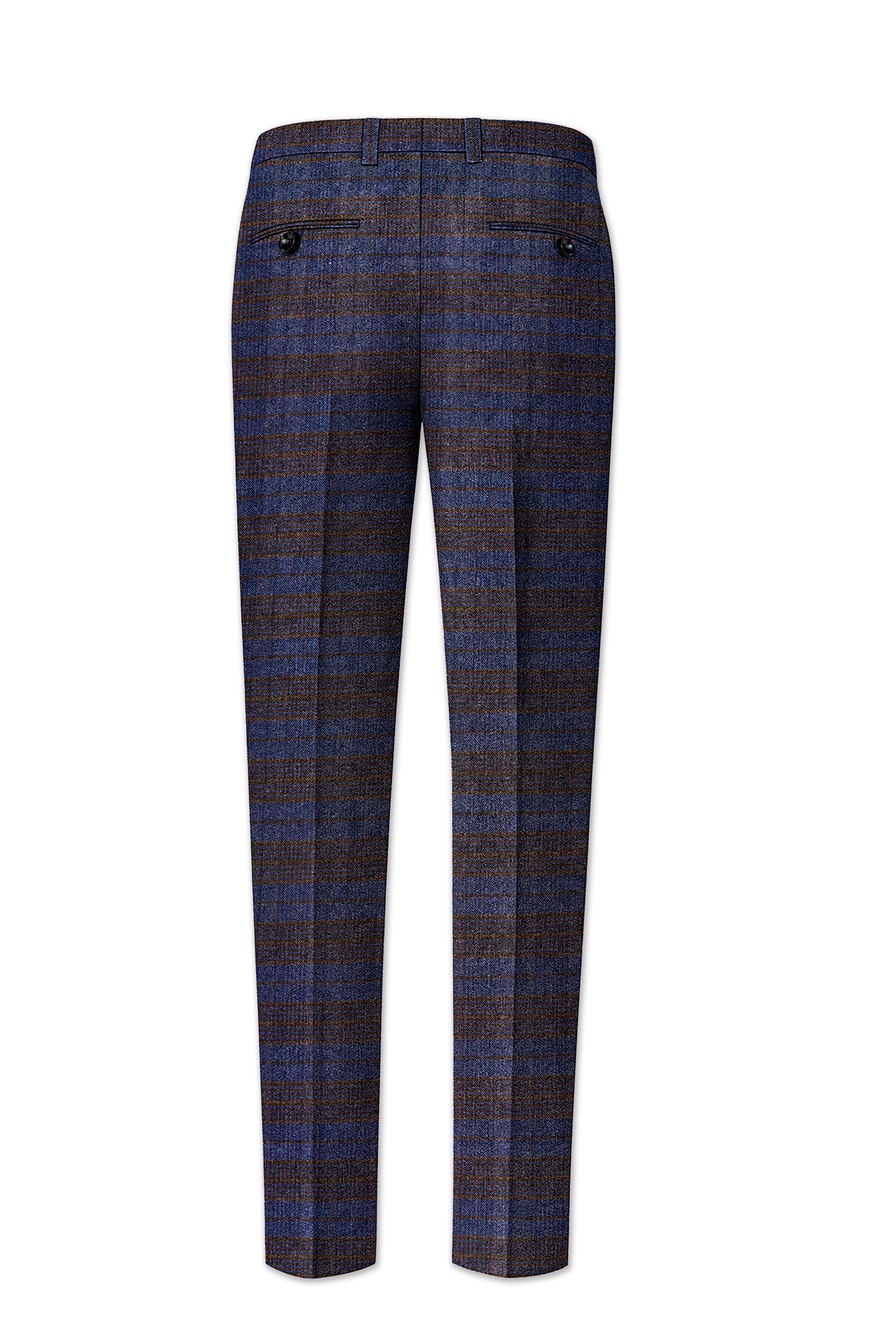 Velourish-Tealish Blue And Tuatara Gray Glen Plaid Tweed Single Breasted Sports Suits