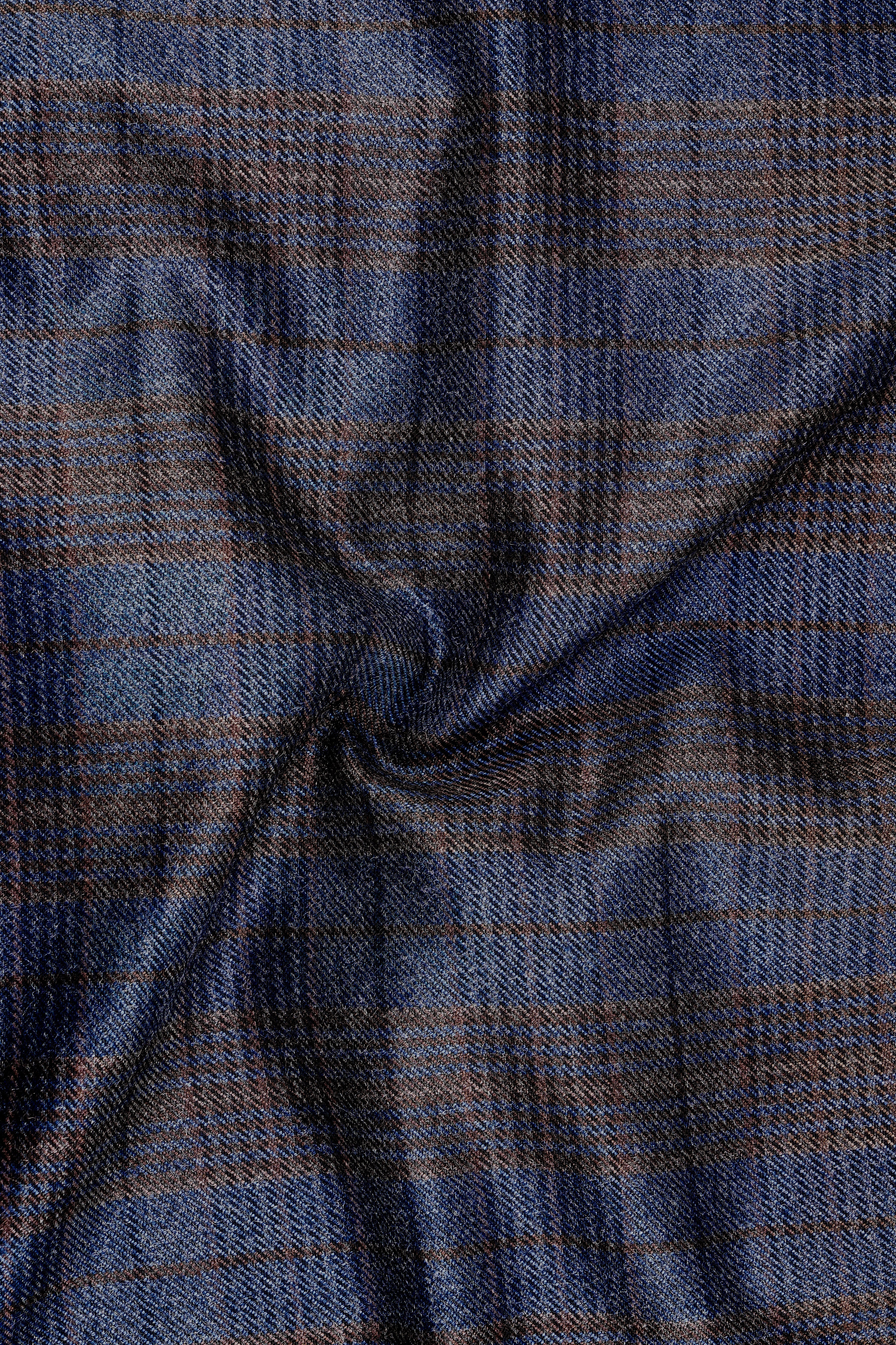 Velourish-Tealish Blue And Tuatara Gray Glen Plaid Tweed Single Breasted Sports Suits