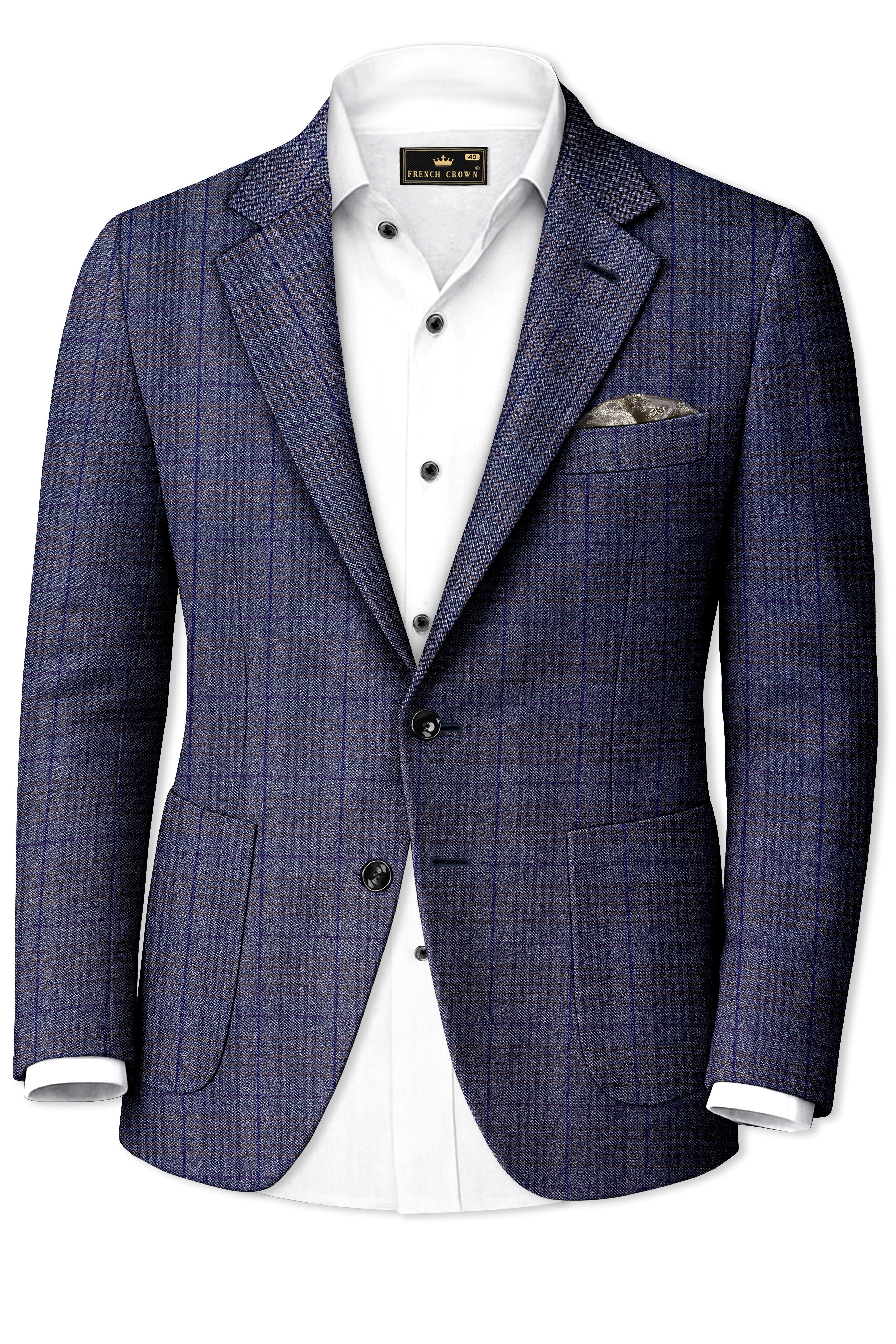 Horizon-Martinique Blue windowpane Tweed Single Breasted Sports Suits