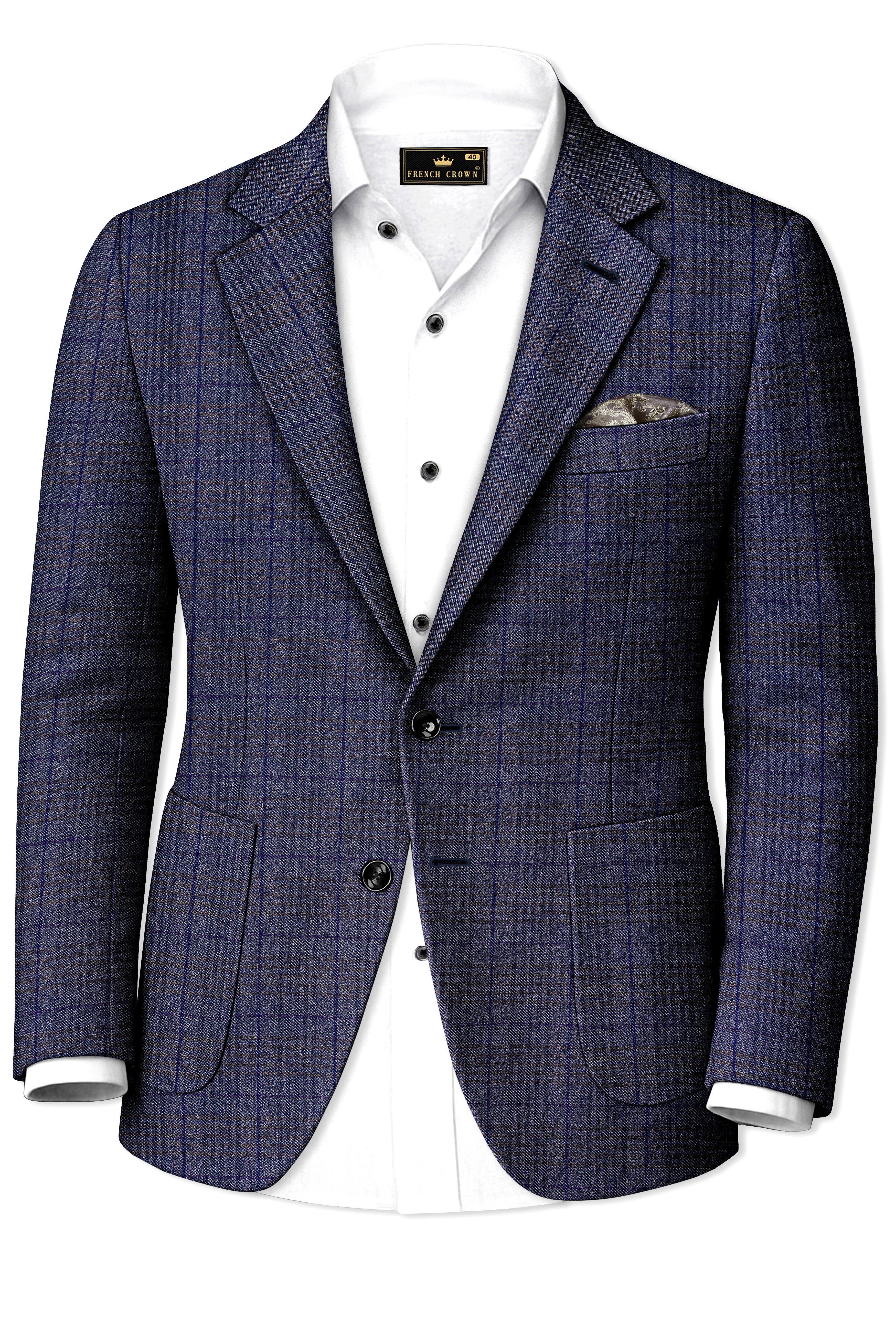 Horizon-Martinique Blue windowpane Tweed Single Breasted Sports Suits