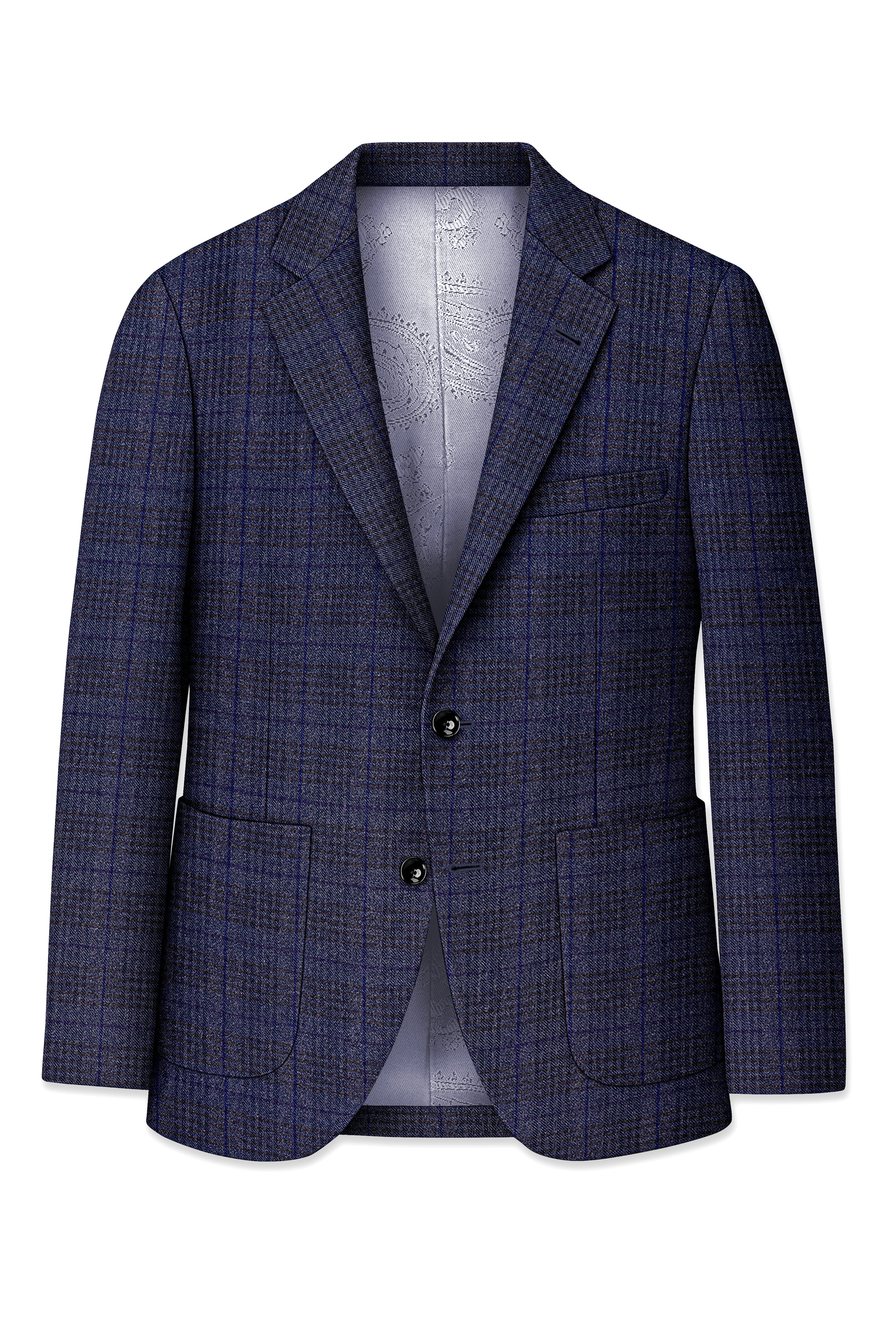 Horizon-Martinique Blue windowpane Tweed Single Breasted Sports Suits