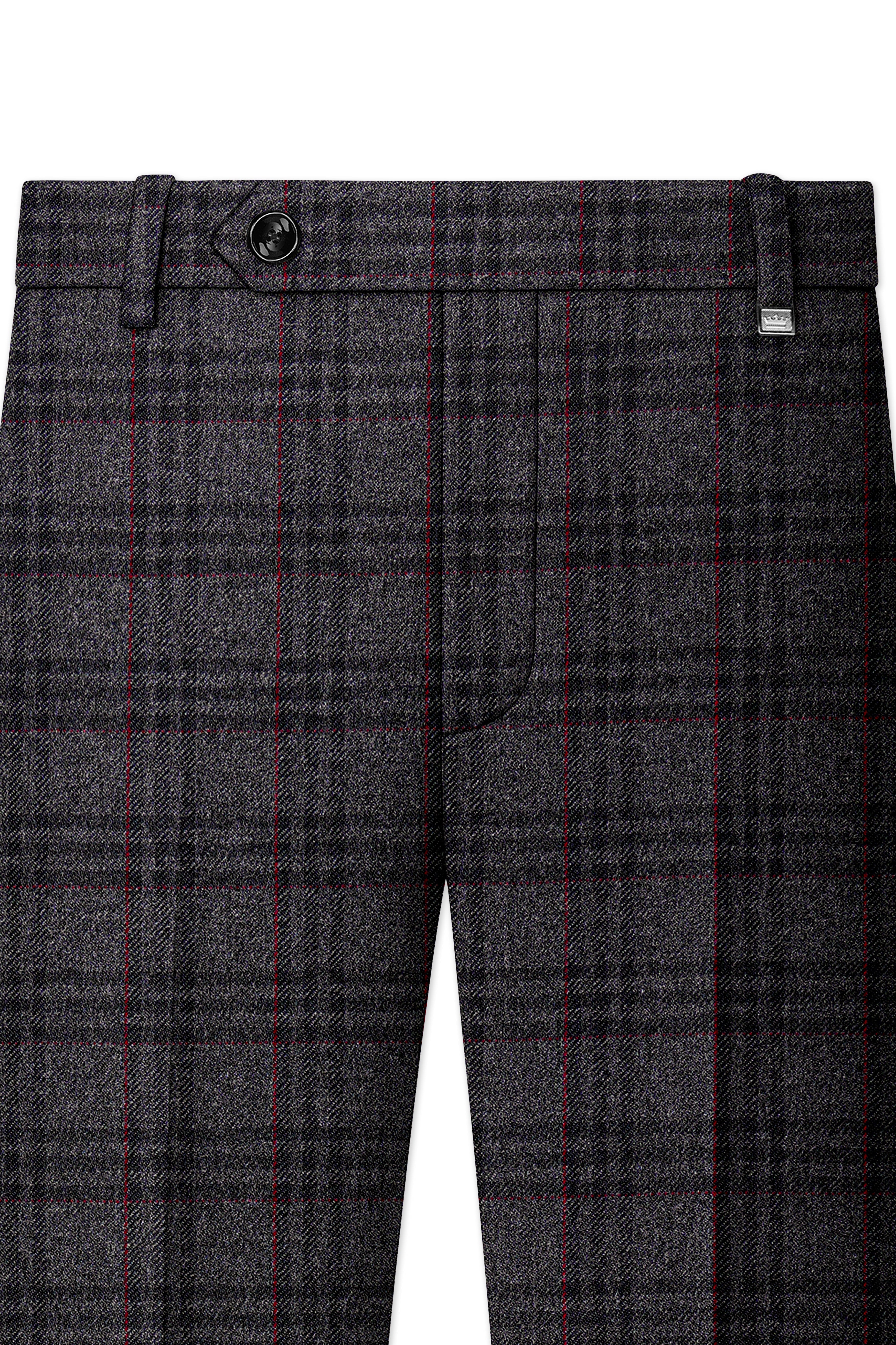 Velours-Ship Gray Plaid Tweed Single Breasted Sports Suits