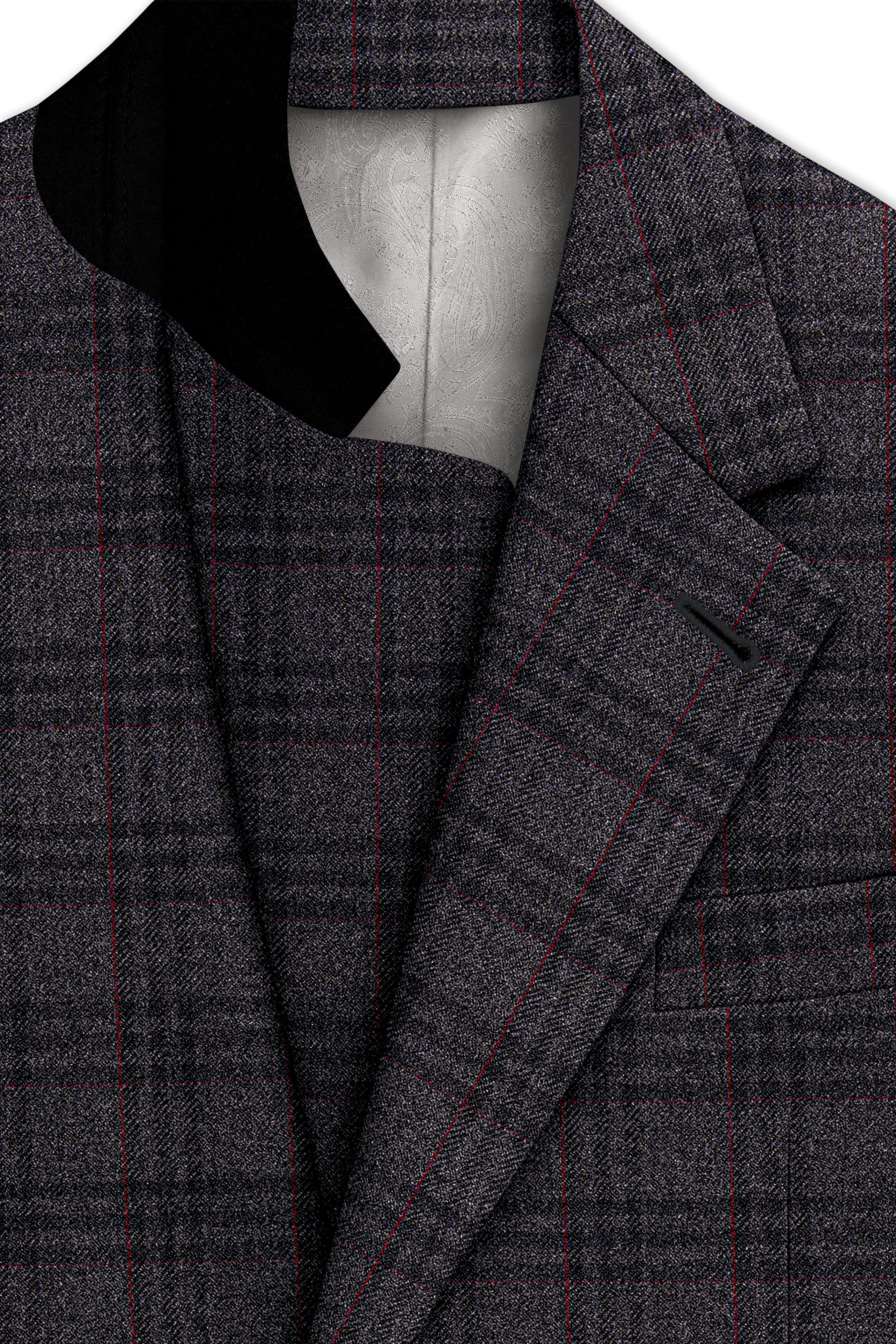 Velours-Ship Gray Plaid Tweed Single Breasted Sports Suits